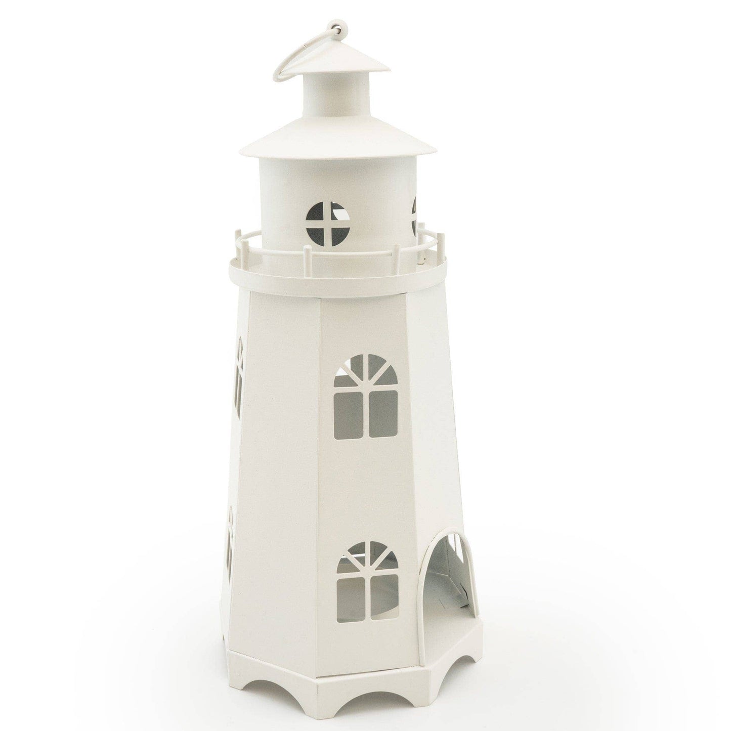 Metal Lighthouse Lantern - Matt White 31.5cm - Bridgnorth Furniture
