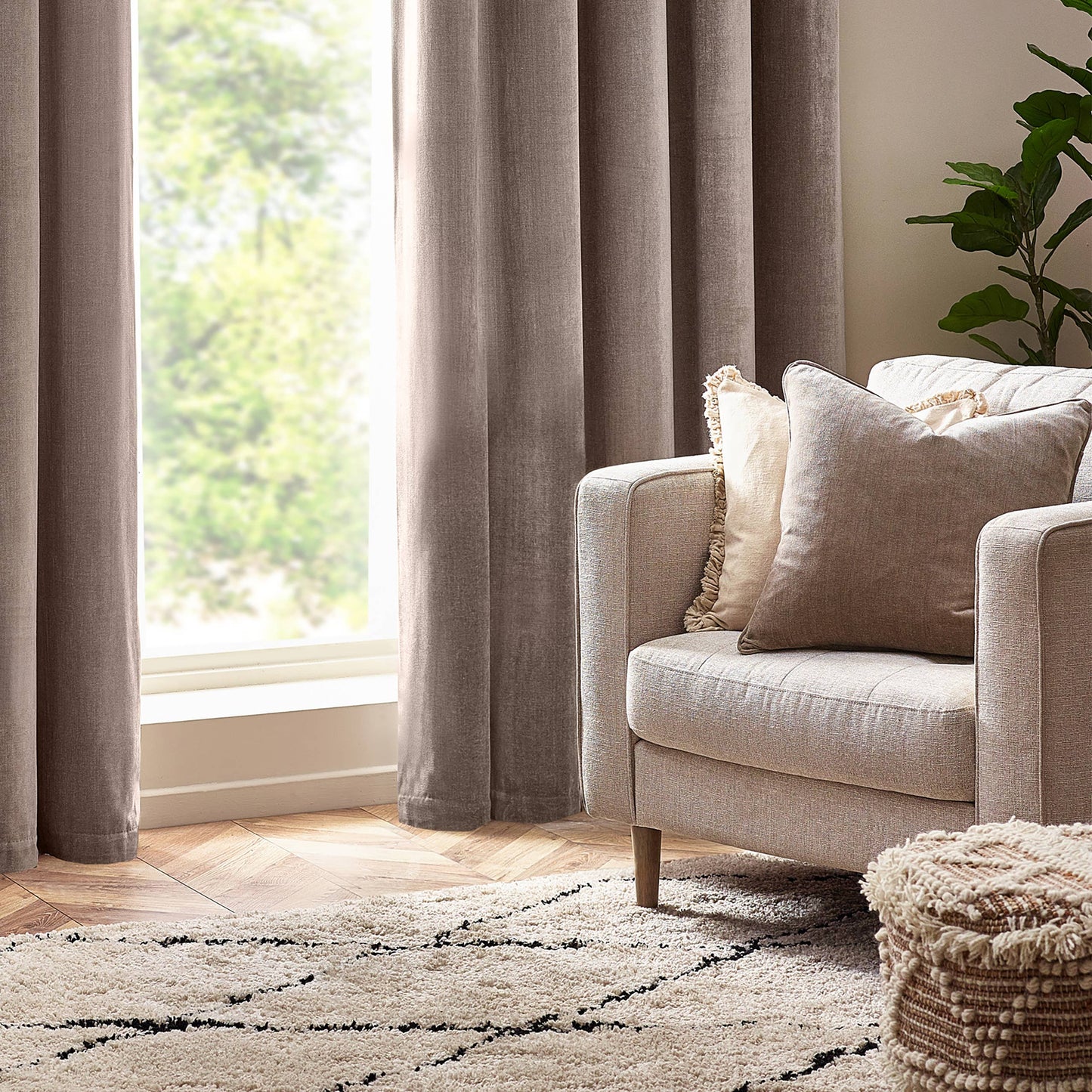 Heavy Chenille Cushion Greige - Bridgnorth Furniture