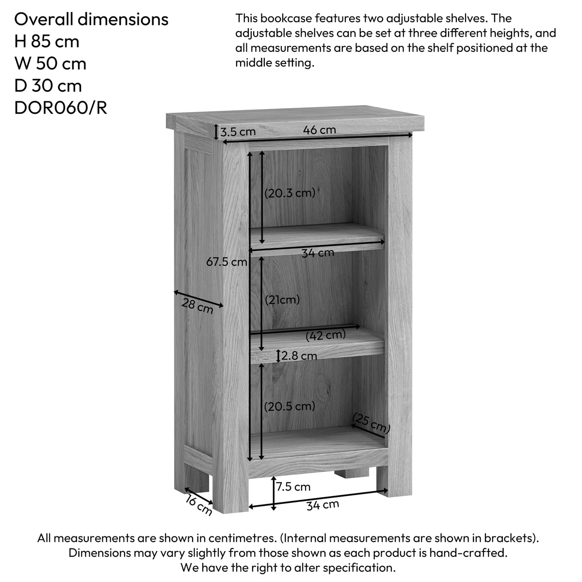 Drayton Oak Small Bookcase