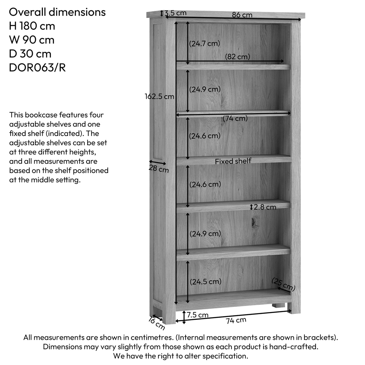 Drayton Oak 6' Bookcase - Bridgnorth Furniture