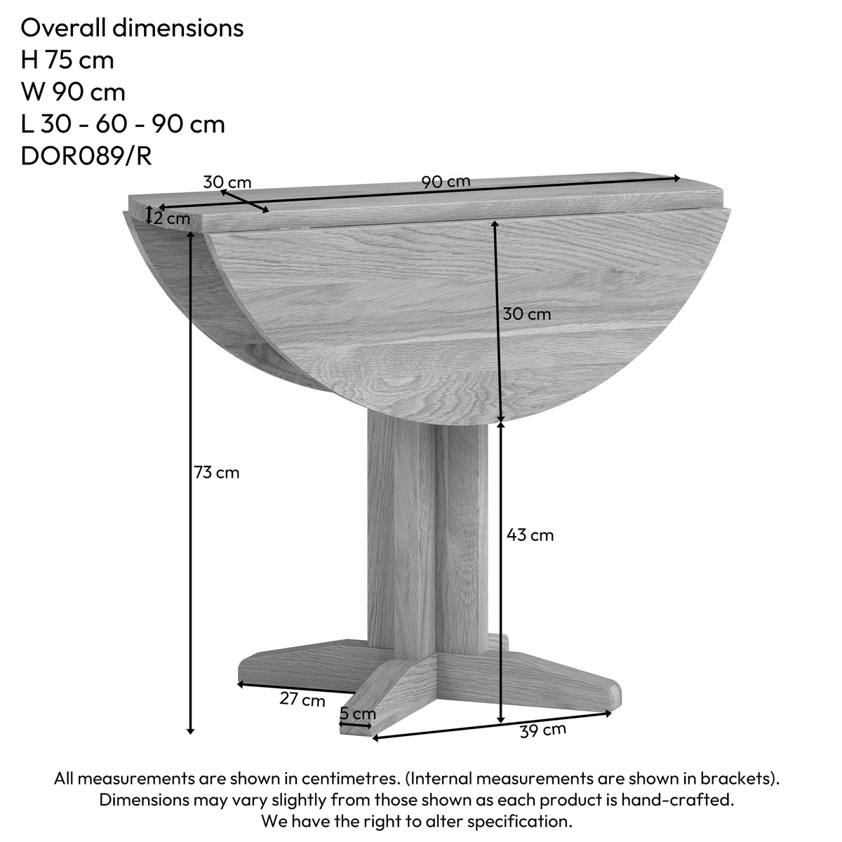 Drayton Oak Round Drop Leaf Table