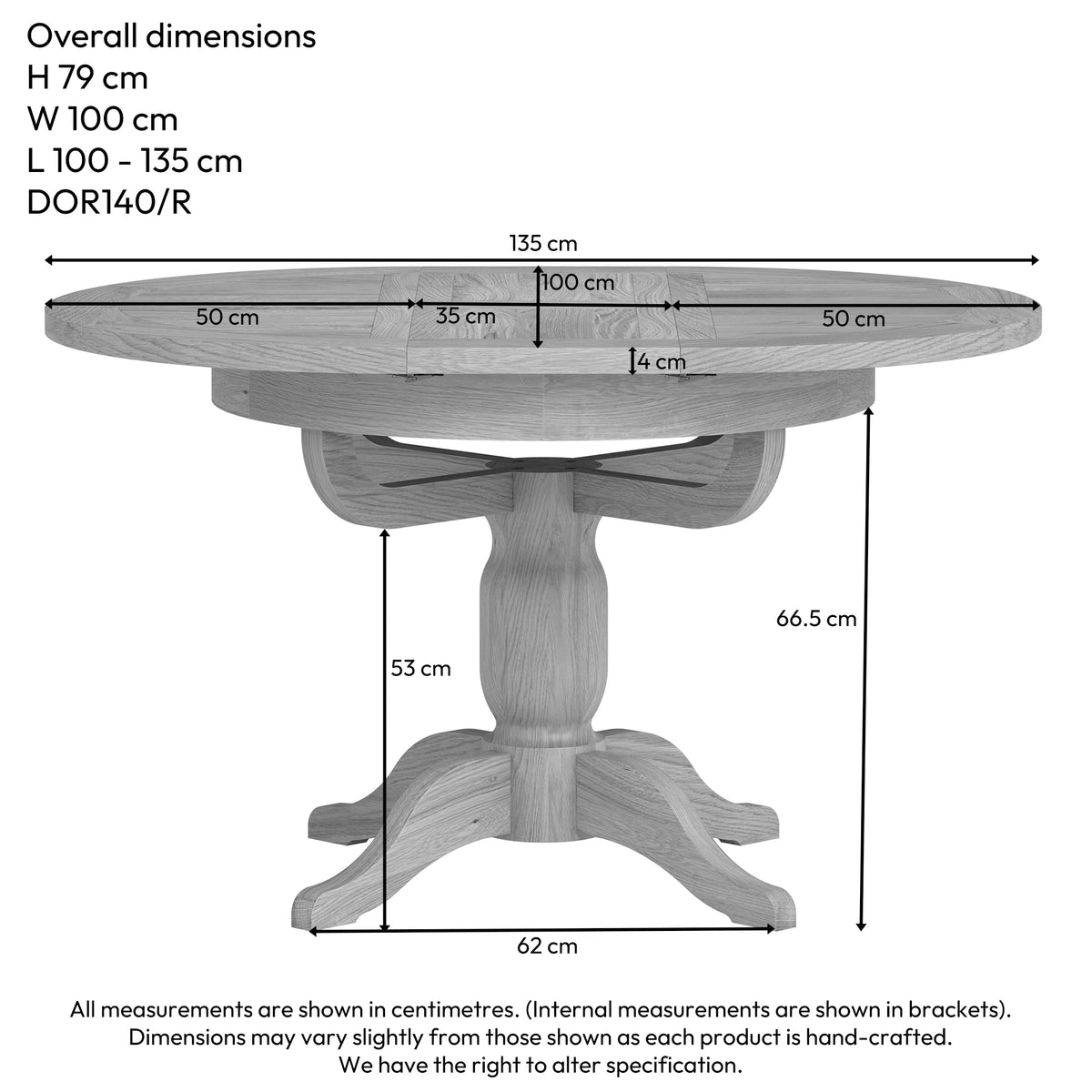 Drayton Oak Round Extending Pedestal Dining Table