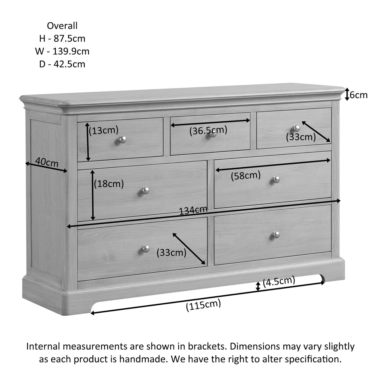Stretton Oak 3 over 4 Chest - Bridgnorth Furniture
