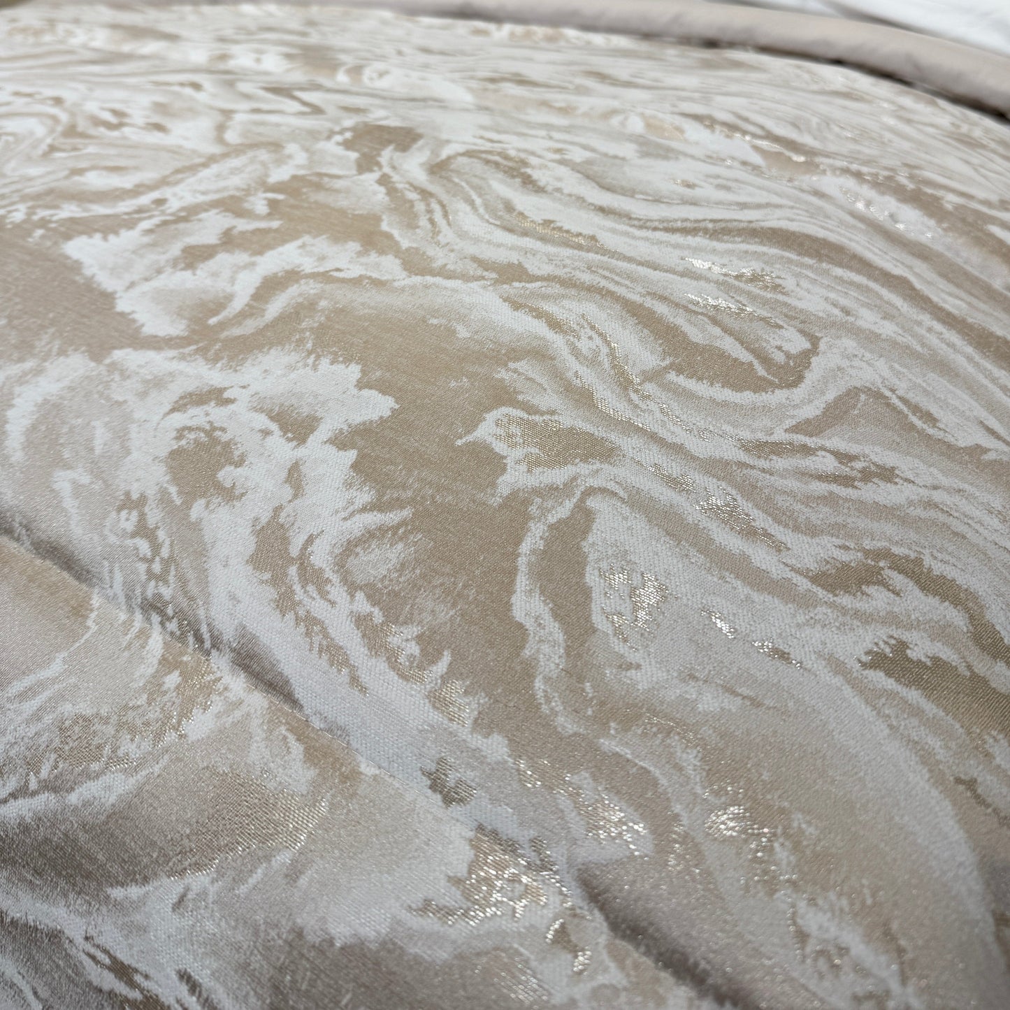 Aurora Luxury Cream & Taupe Marble Effect Bedspread - Bridgnorth Furniture