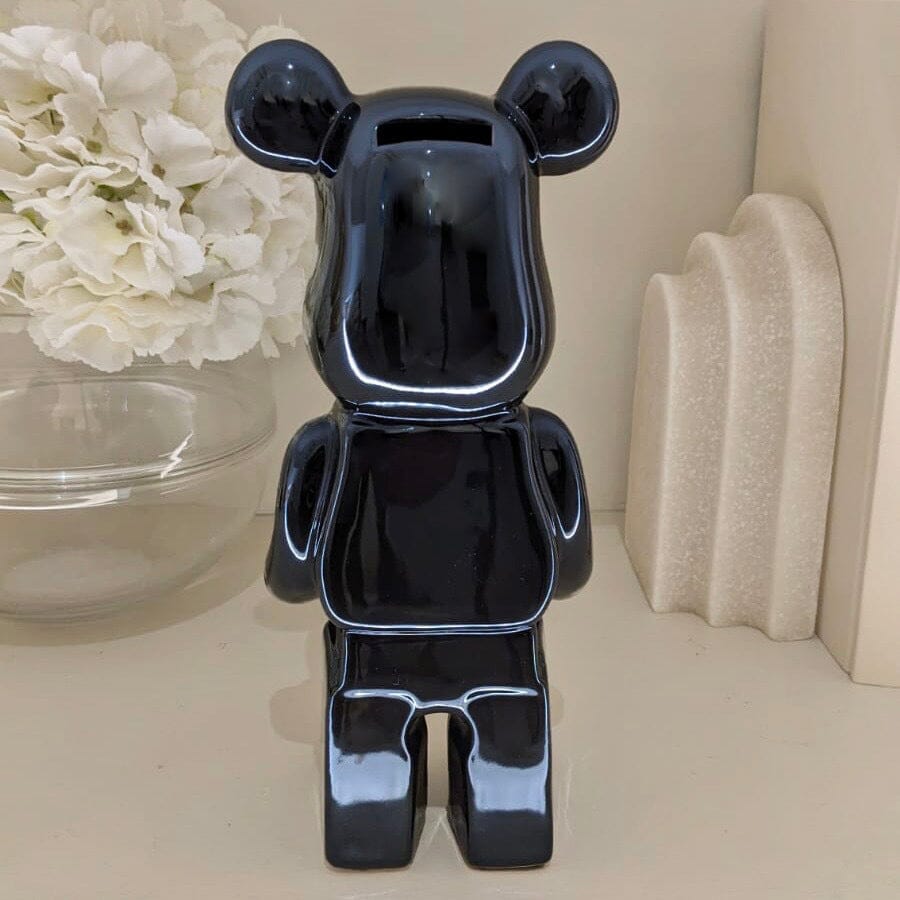 Black Pearlescent Standing Bear Ornament - Bridgnorth Furniture