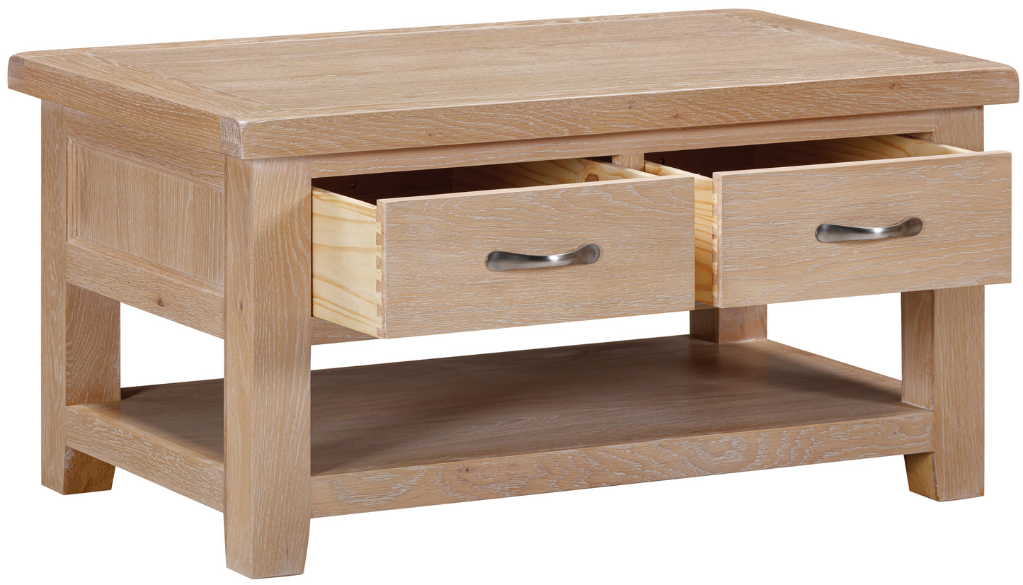 Ashford Oak Coffee Table with 2 Drawers - Bridgnorth Furniture
