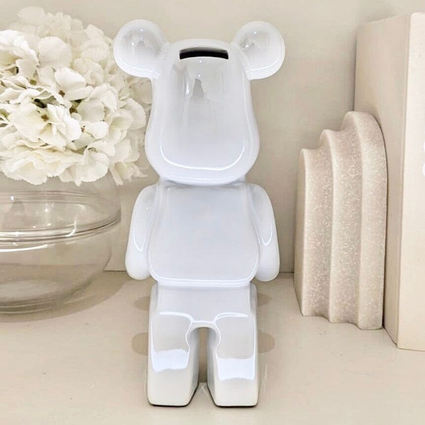 Cream Pearlescent Standing Bear Ornament - Bridgnorth Furniture