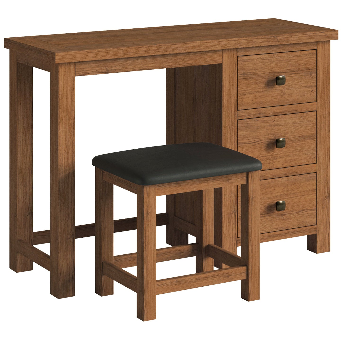 Drayton Rustic Single Pedestal Dressing Table and Stool - Bridgnorth Furniture