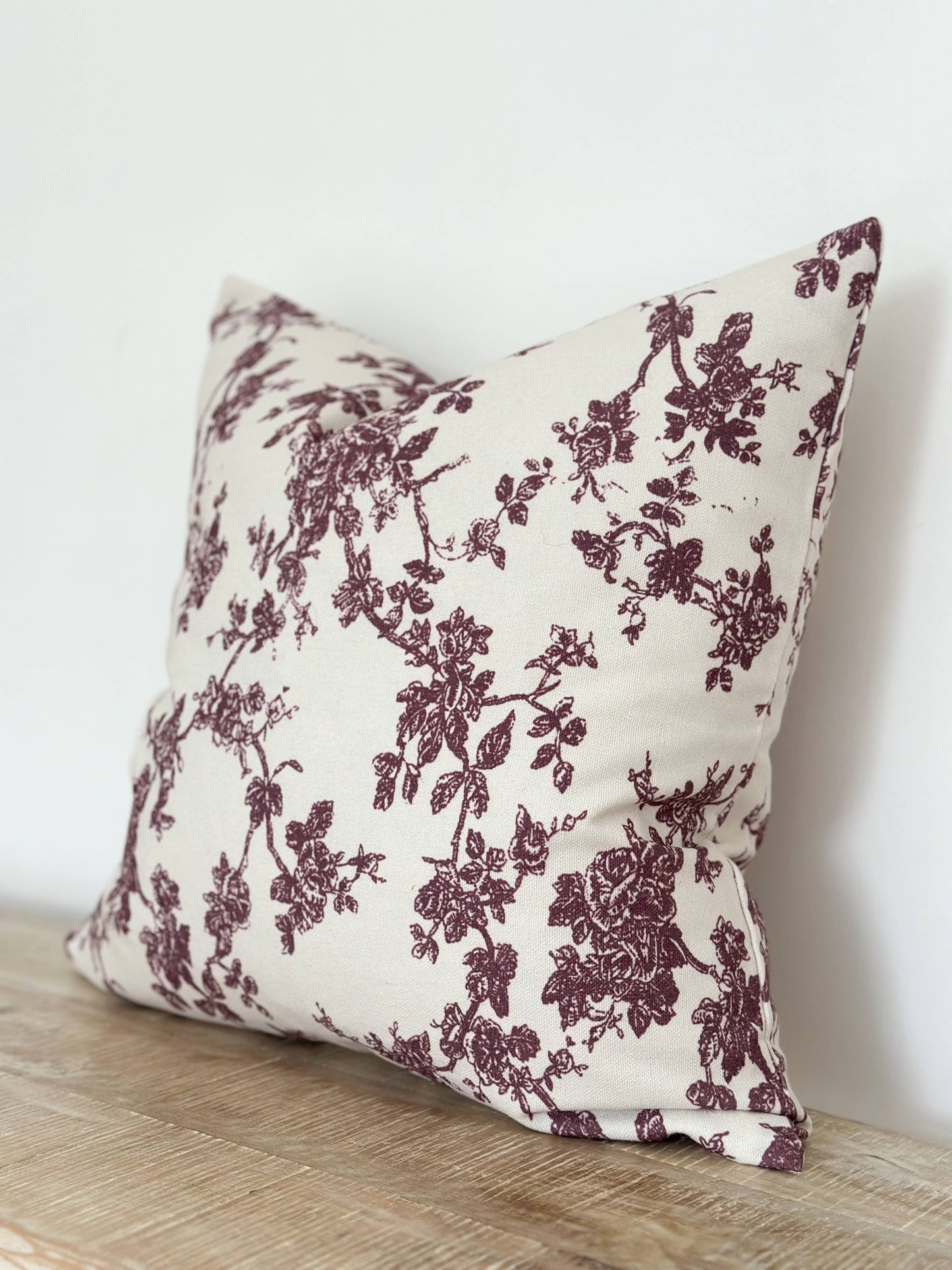 Aria Cotton Cushion Cover 45x45 - Plum Floral Print - Bridgnorth Furniture
