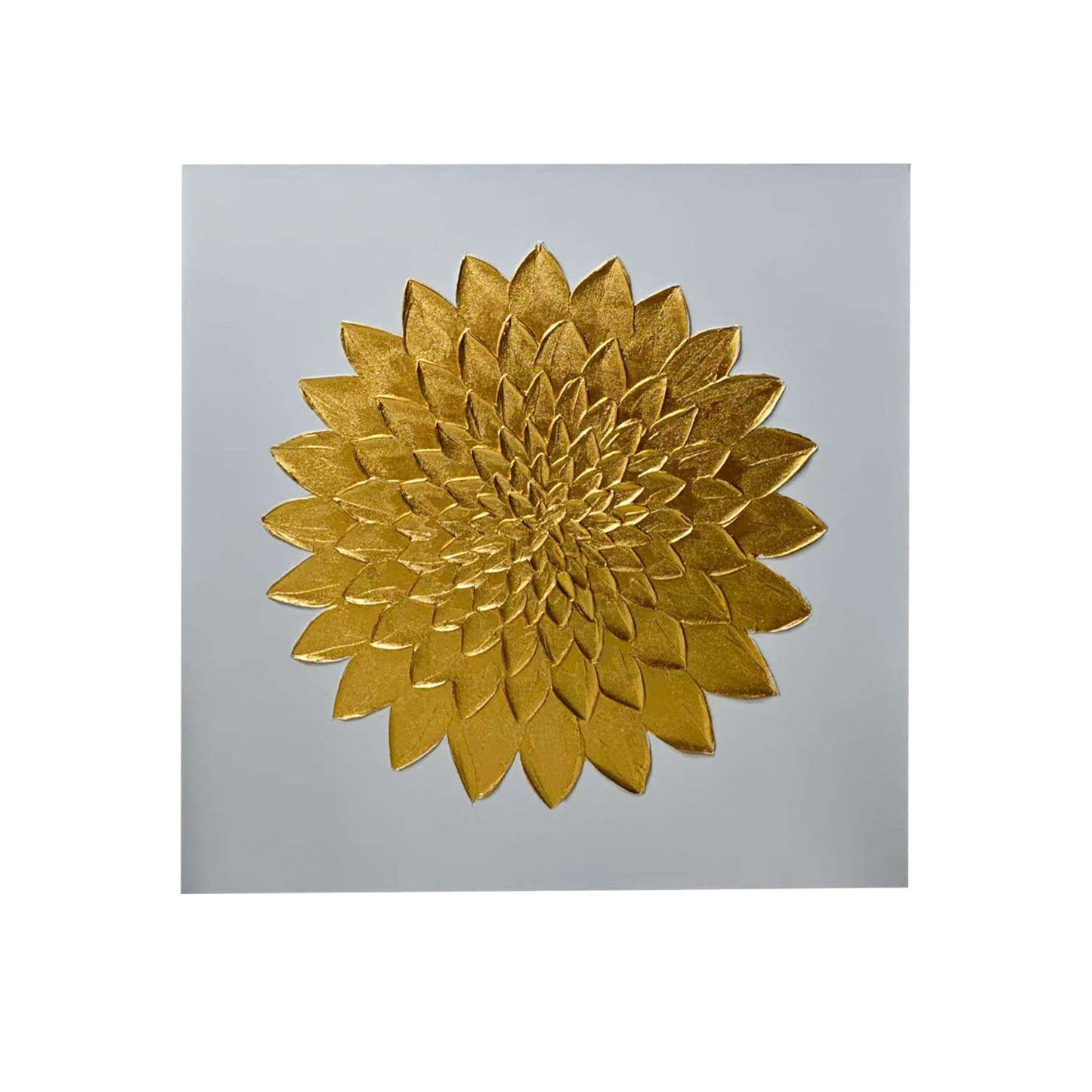 Emelia Gold Leaf & White Textured Canvas Wall Art - Bridgnorth Furniture
