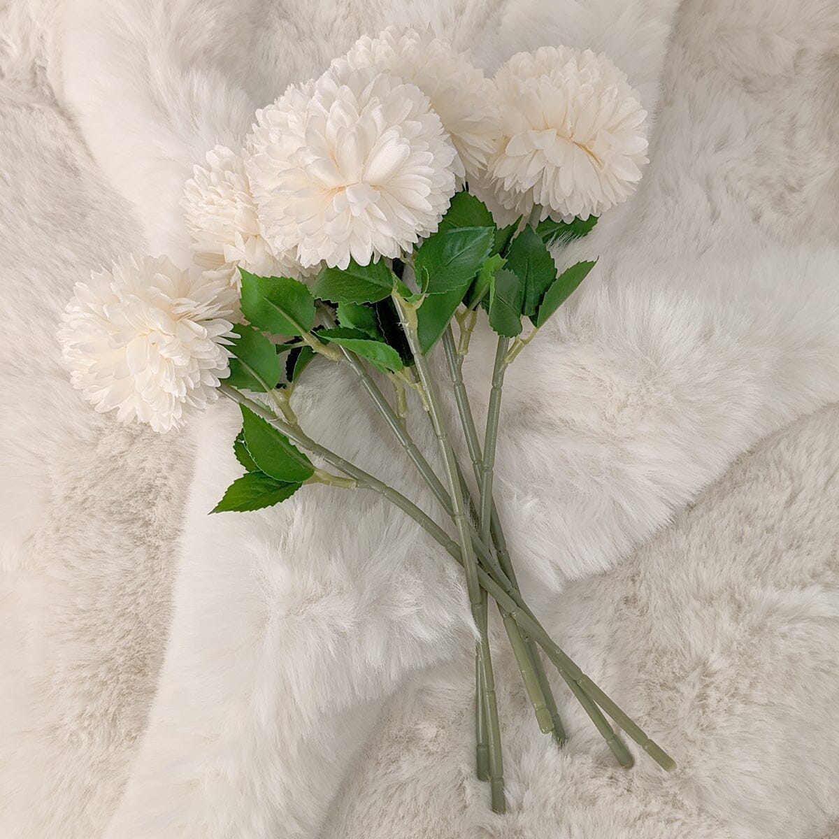 Faux Cream Chrysanthemum Bunch of 6 Florals - Bridgnorth Furniture