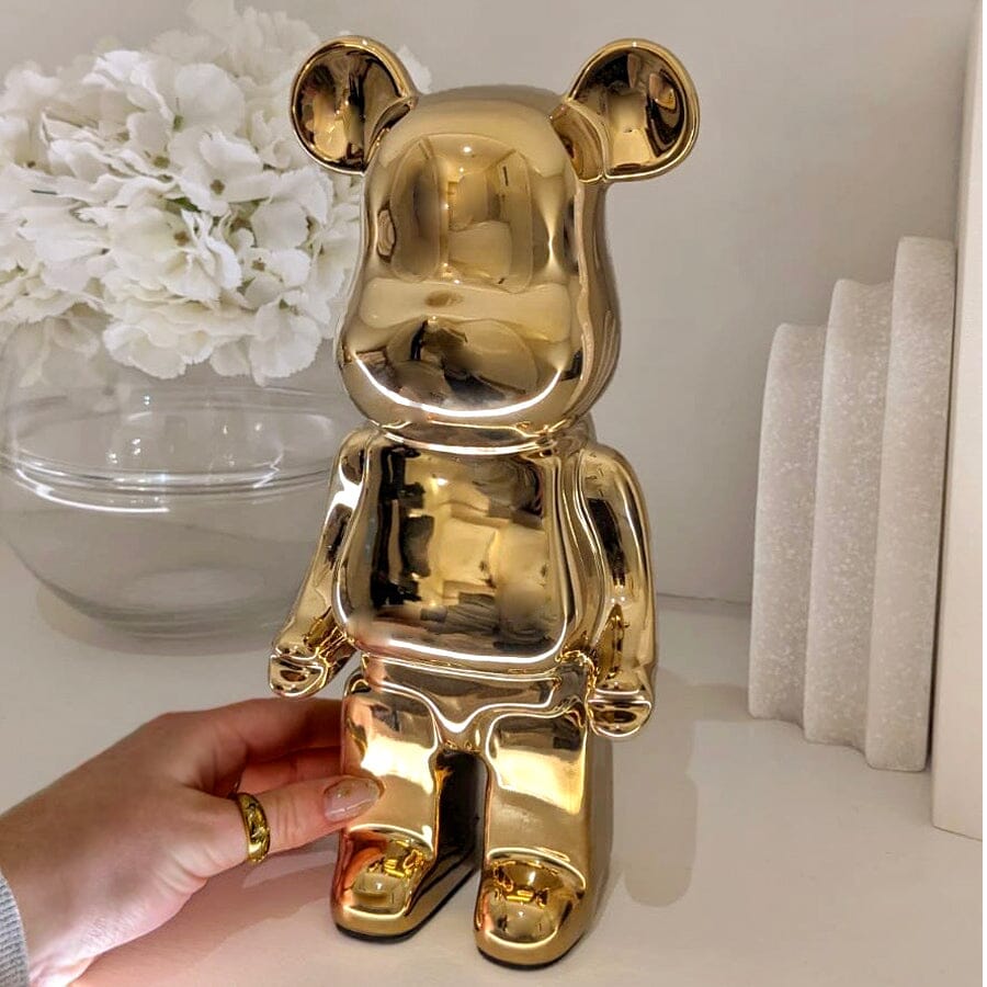 Gold Pearlescent Standing Bear Ornament - Bridgnorth Furniture