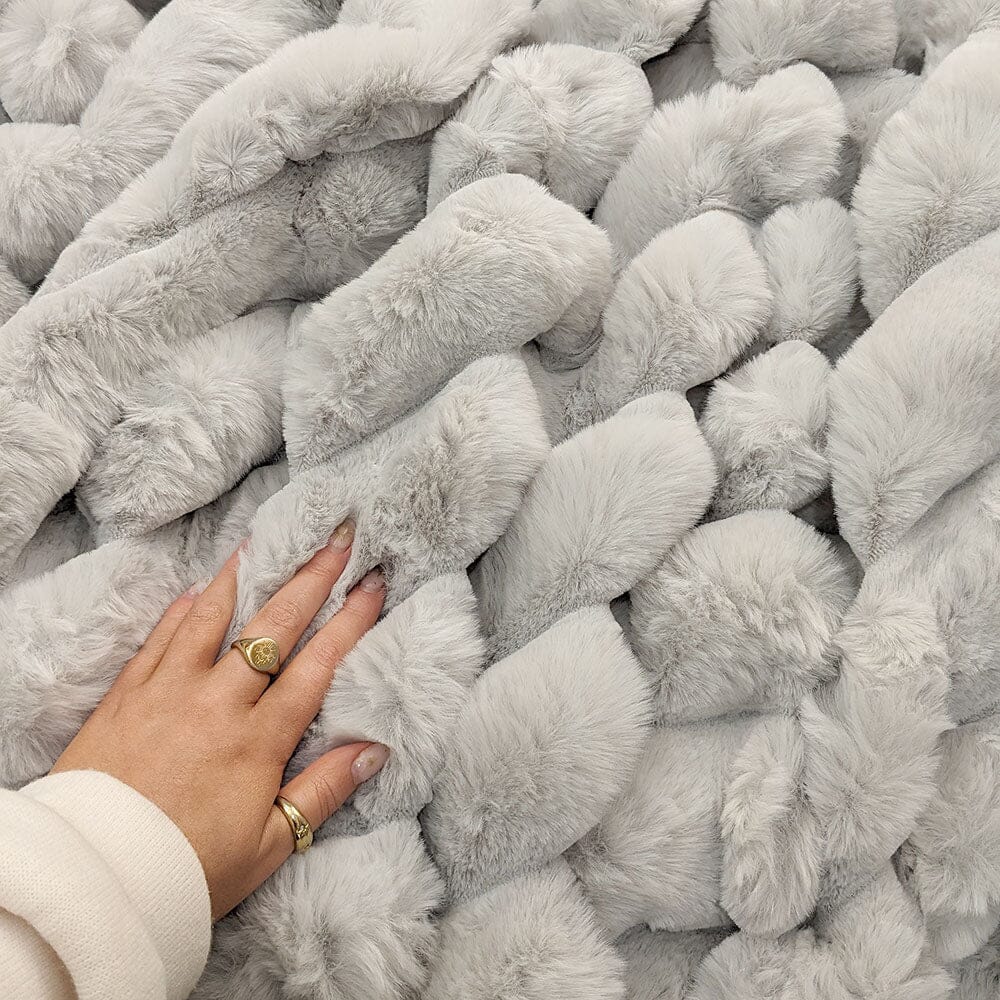 Isla Grey Chunky Ribbed Faux Fur Throw - Bridgnorth Furniture