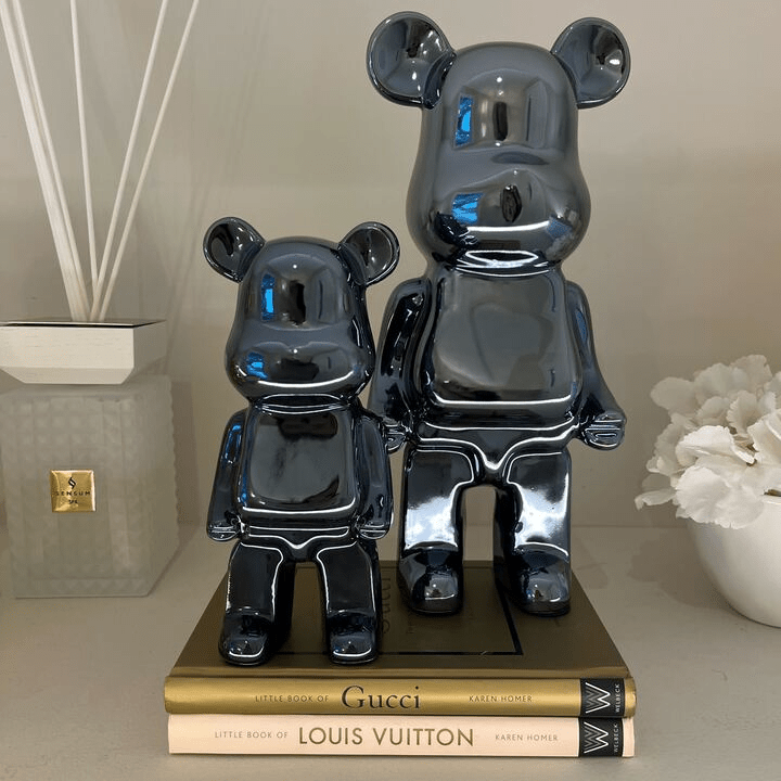 Mini Black Pearlescent Standing Bear Ornament - Bridgnorth Furniture