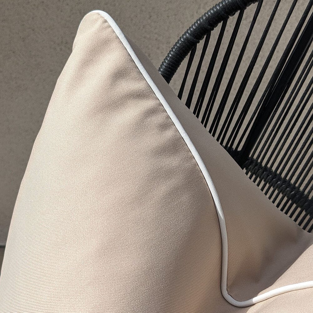 Mink Outdoor Cushion with Cream Piping - 43 x 43cm - Bridgnorth Furniture