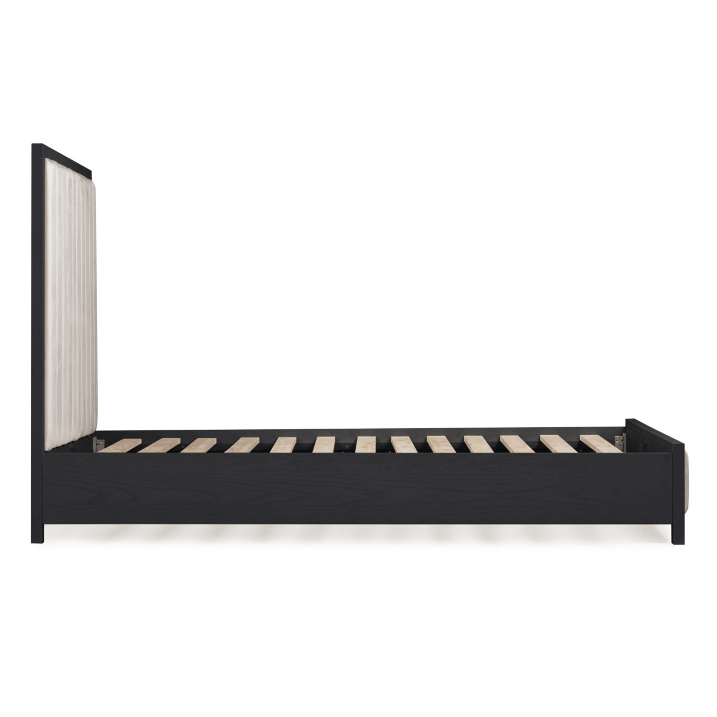 Soho Cream Velvet Bed with Black Wood Frame - Bridgnorth Furniture
