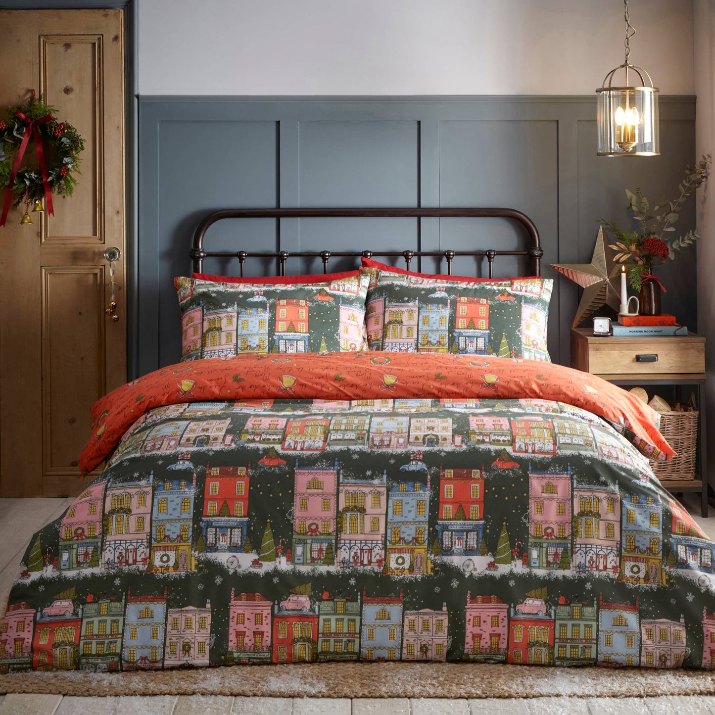 Christmas Spirit Festive Duvet Cover Set Green - Bridgnorth Furniture