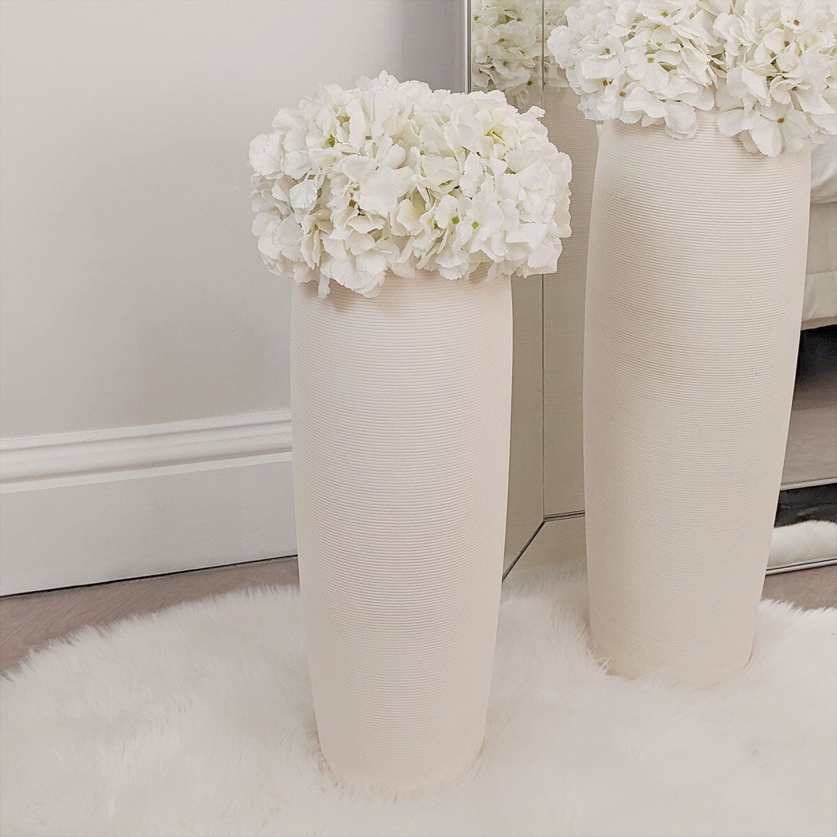 Solis Large Floor Standing Stone Ceramic Neutral Vase - Bridgnorth Furniture