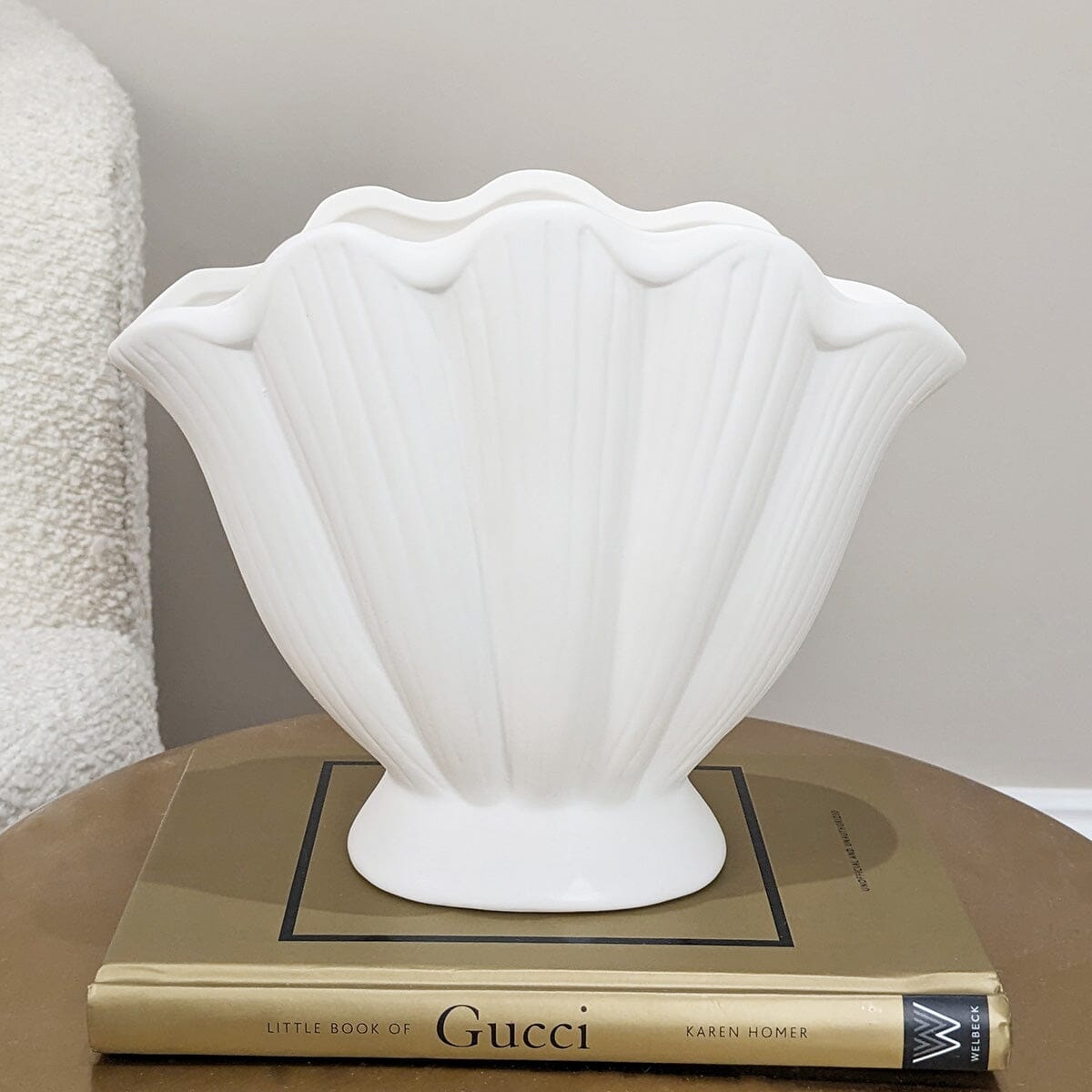 Trixie Neutral Scalloped Shell Vase - Bridgnorth Furniture