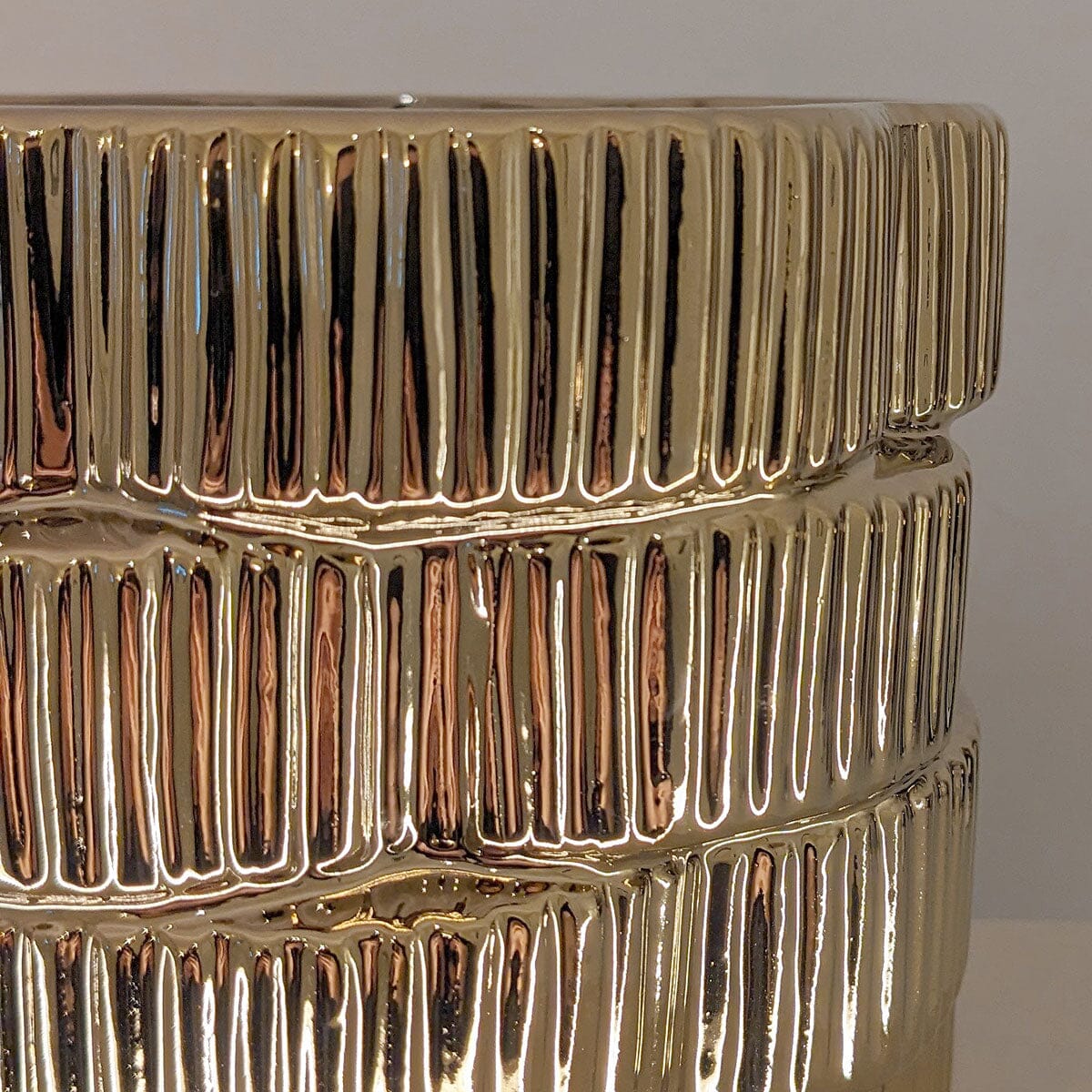 Willow Gold Ribbed Ceramic Planter - Bridgnorth Furniture