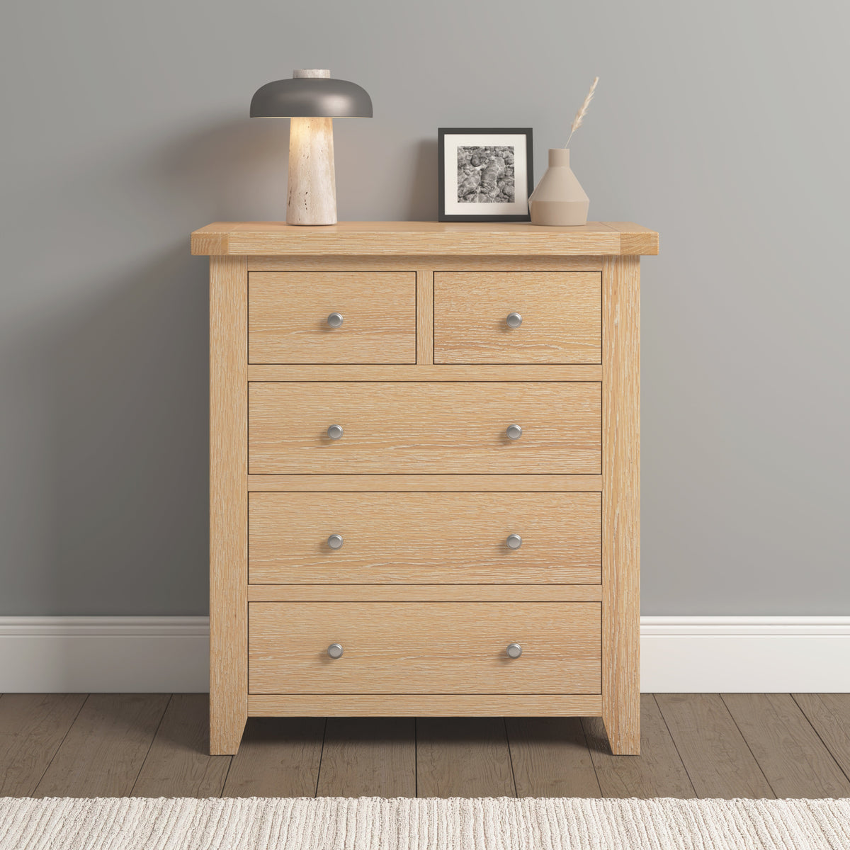 Highley Oak 2 Over 3 Chest - Bridgnorth Furniture