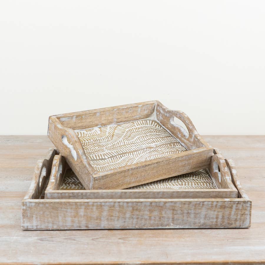 Patterned Wood Tray, 31cm - Bridgnorth Furniture