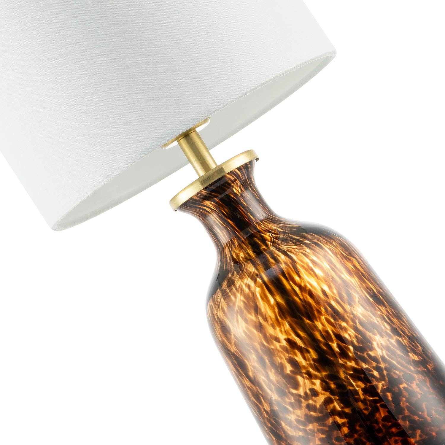 Modern Amber and Black Snowflake Speckle Glass Table Lamp with Shade - Bridgnorth Furniture