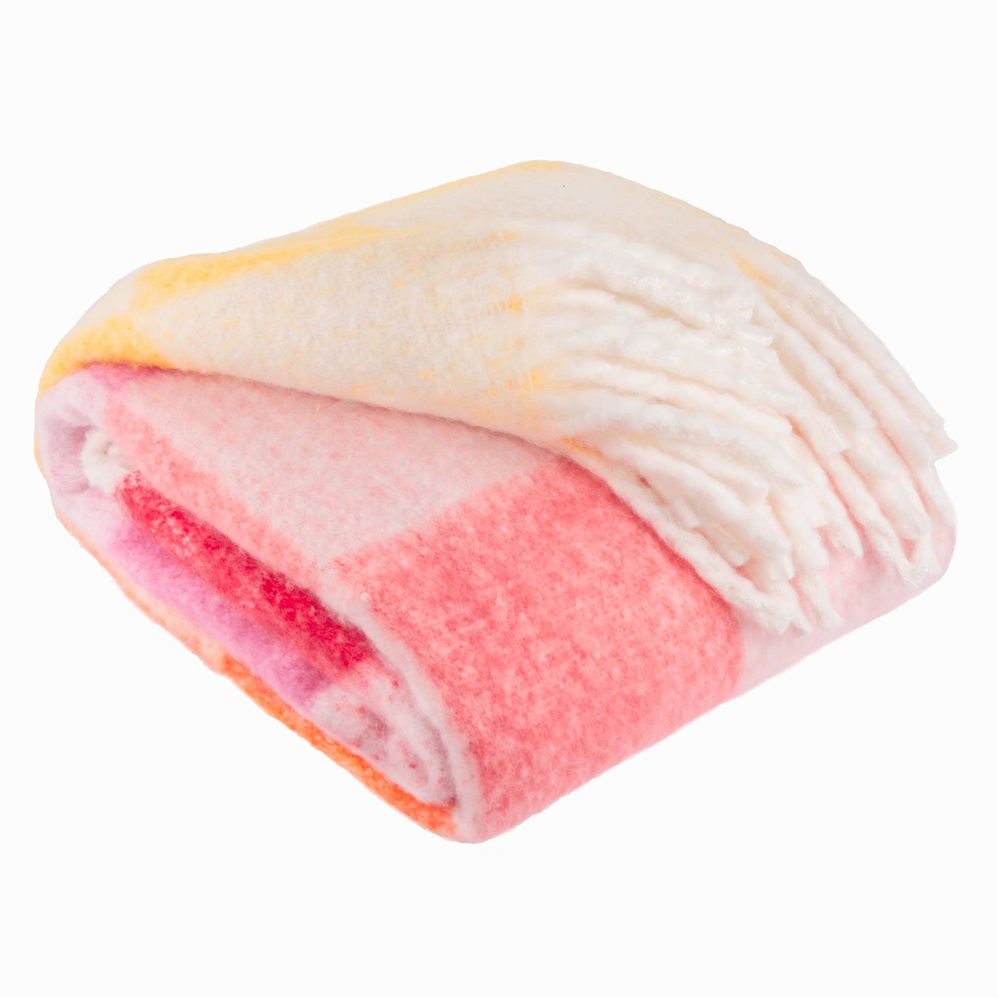 Maisie Checked Tasselled Throw Citrus Blush - Bridgnorth Furniture