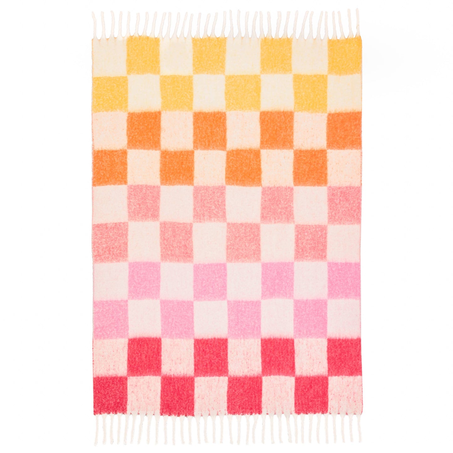 Maisie Checked Tasselled Throw Citrus Blush - Bridgnorth Furniture