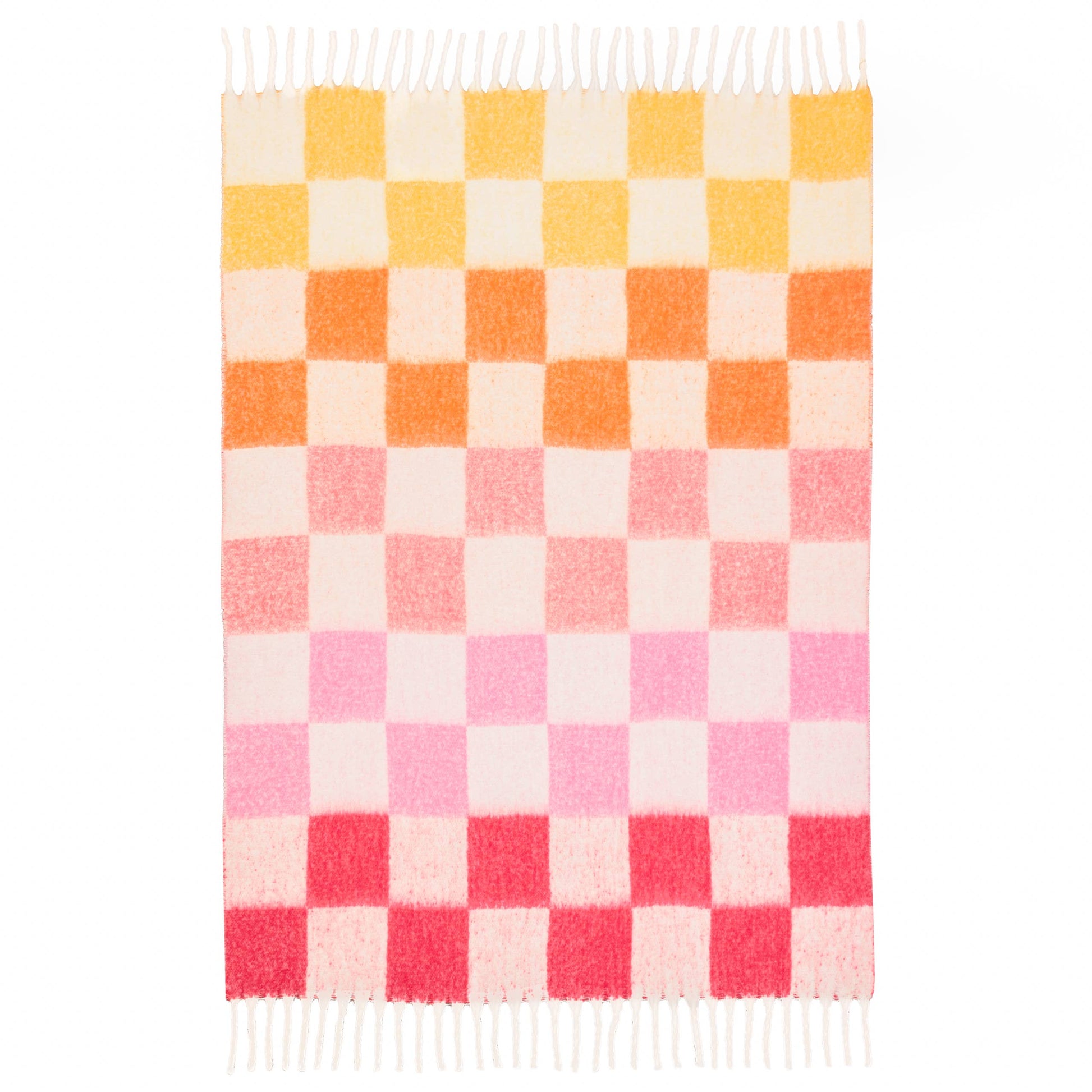 Maisie Checked Tasselled Throw Citrus Blush - Bridgnorth Furniture