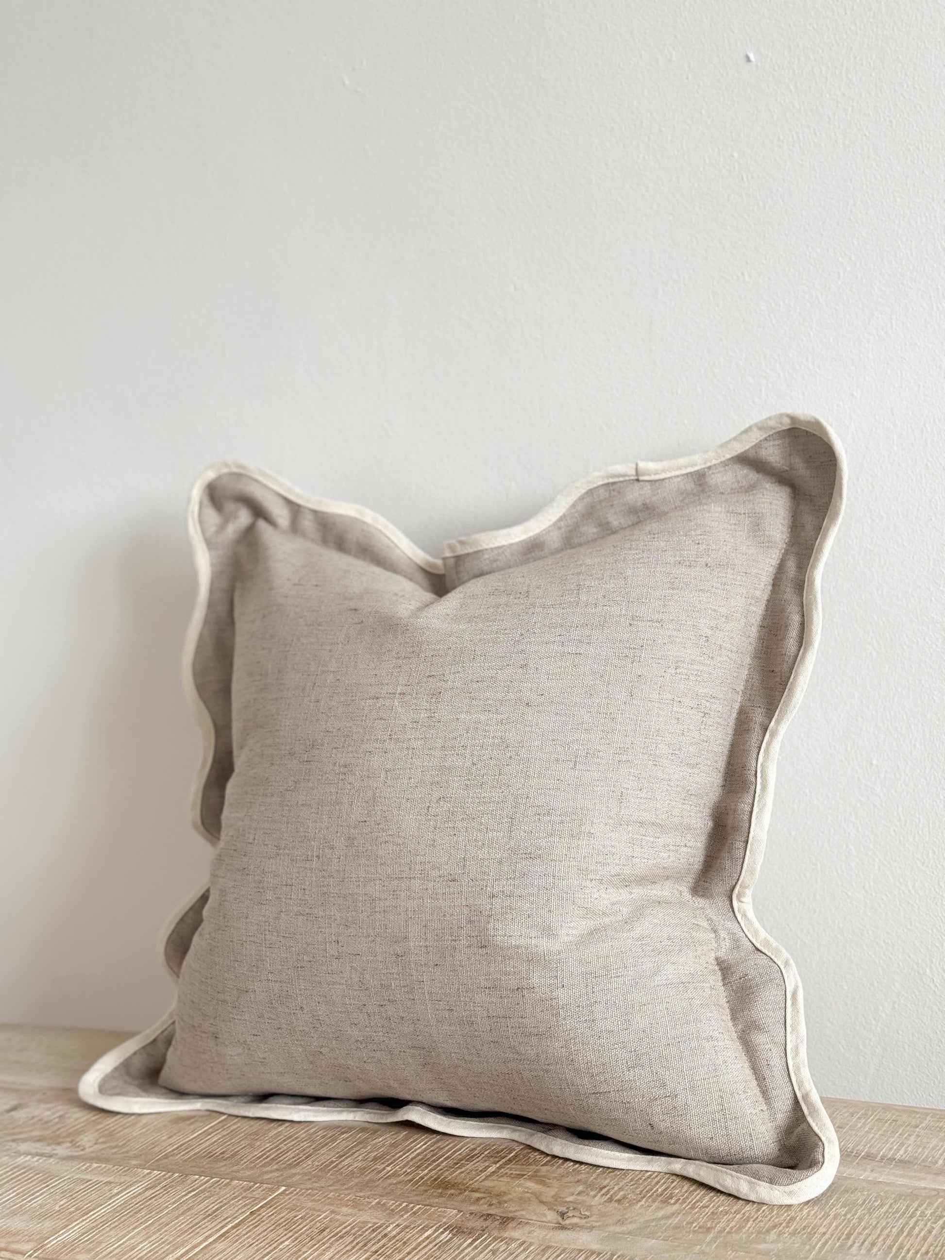 Chloe Greige Scalloped 45x45 - Linen Blend - Bridgnorth Furniture