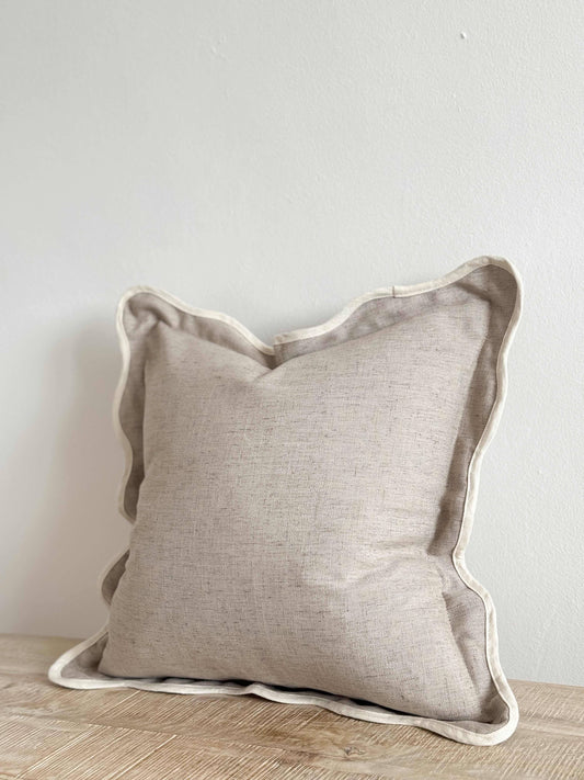 Chloe Greige Scalloped 45x45 - Linen Blend - Bridgnorth Furniture