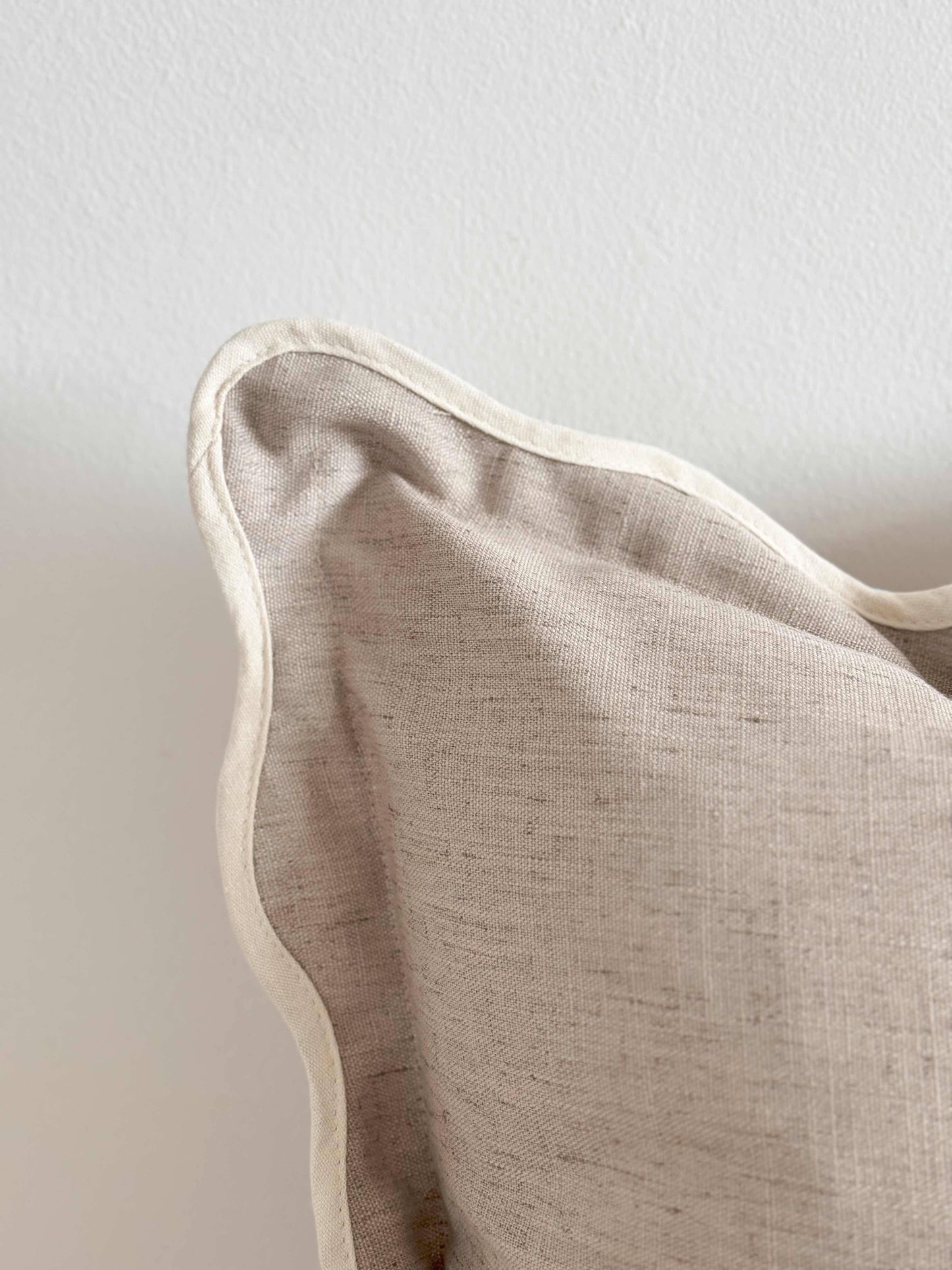 Chloe Greige Scalloped 45x45 - Linen Blend - Bridgnorth Furniture