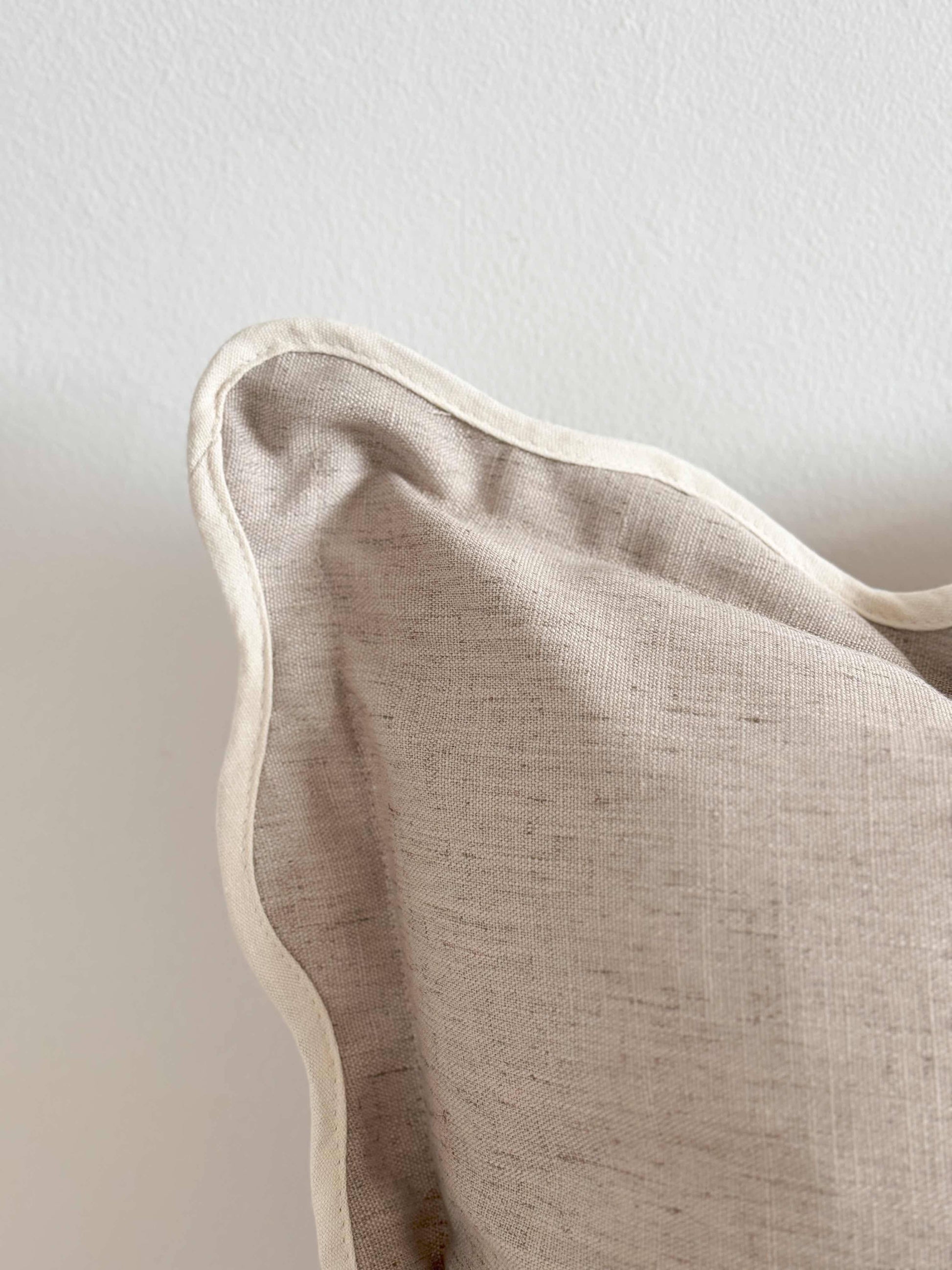 Chloe Greige Scalloped 45x45 - Linen Blend - Bridgnorth Furniture