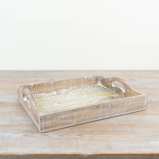 Patterned Wood Tray, 31cm - Bridgnorth Furniture