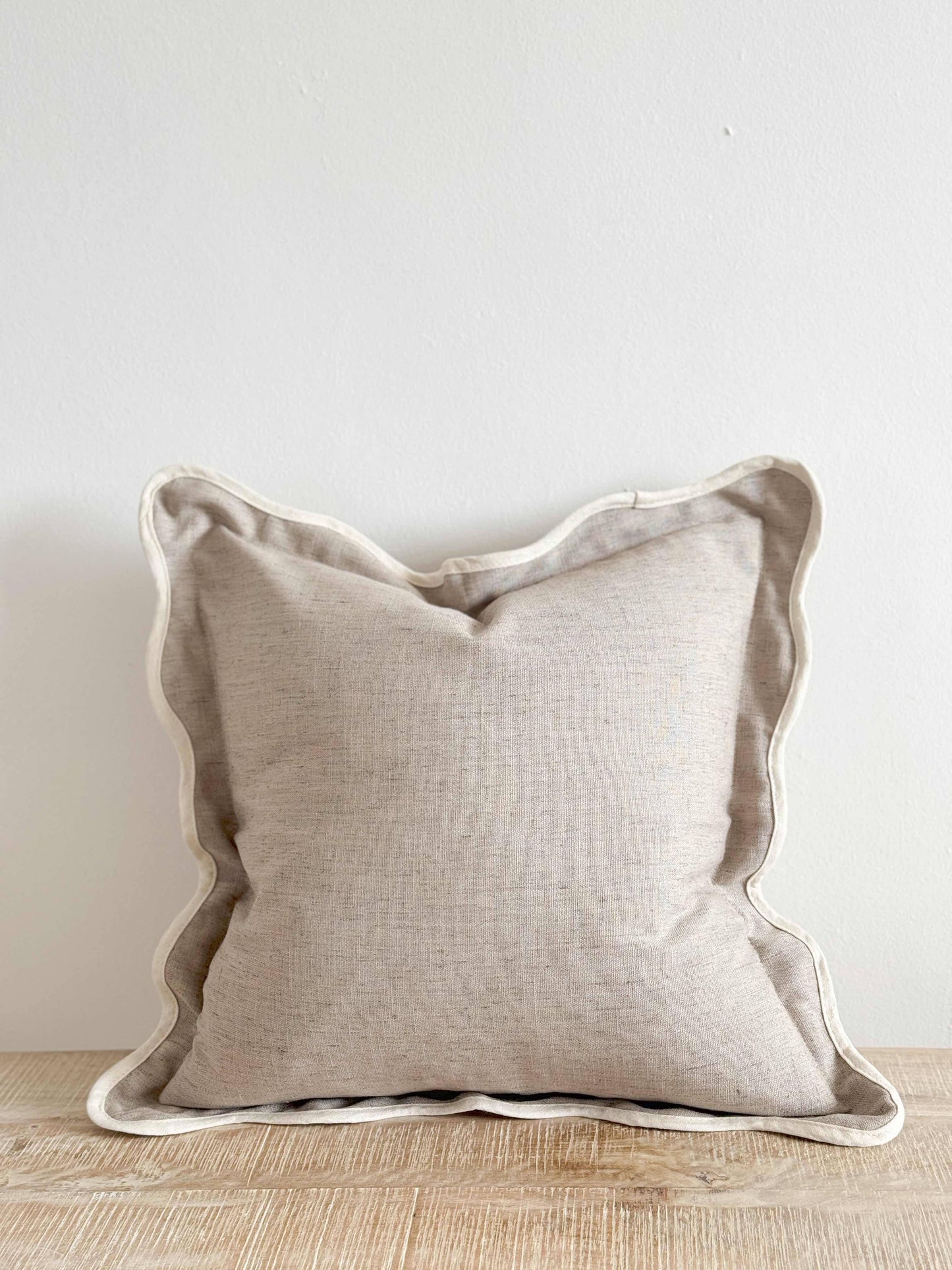 Chloe Greige Scalloped 45x45 - Linen Blend - Bridgnorth Furniture