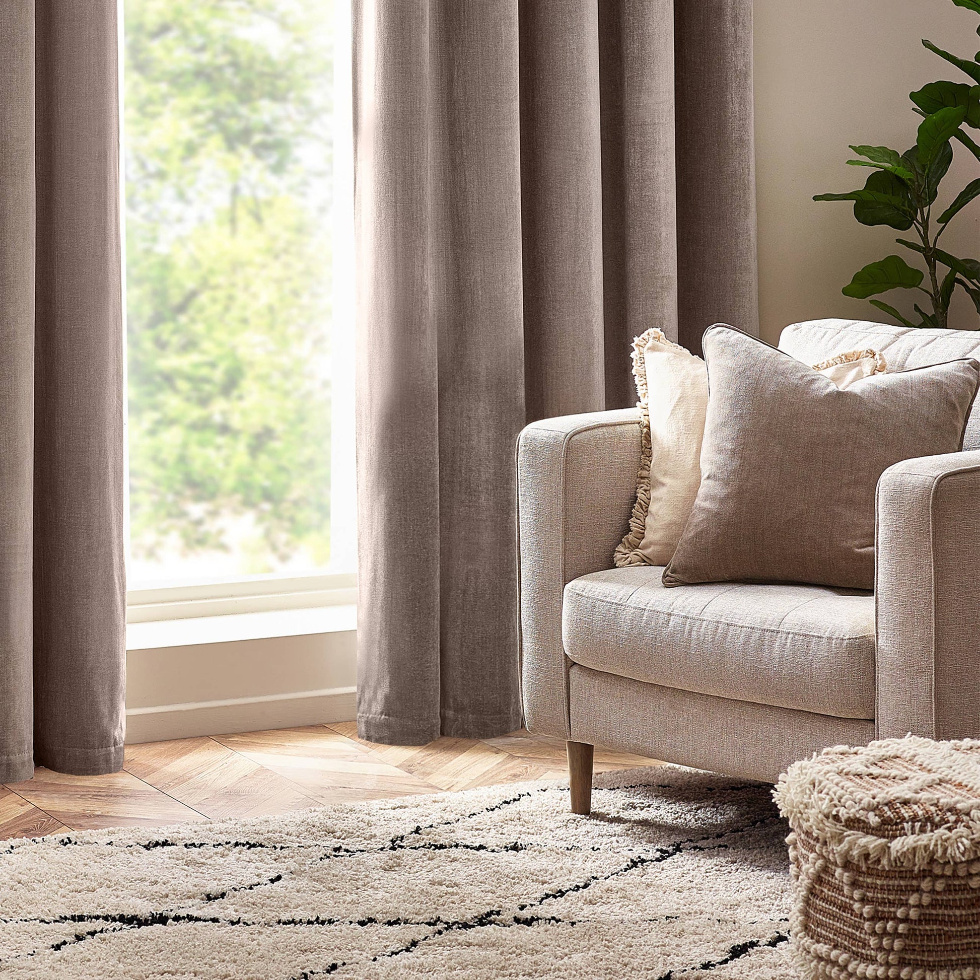 Heavy Chenille Cushion Greige - Bridgnorth Furniture