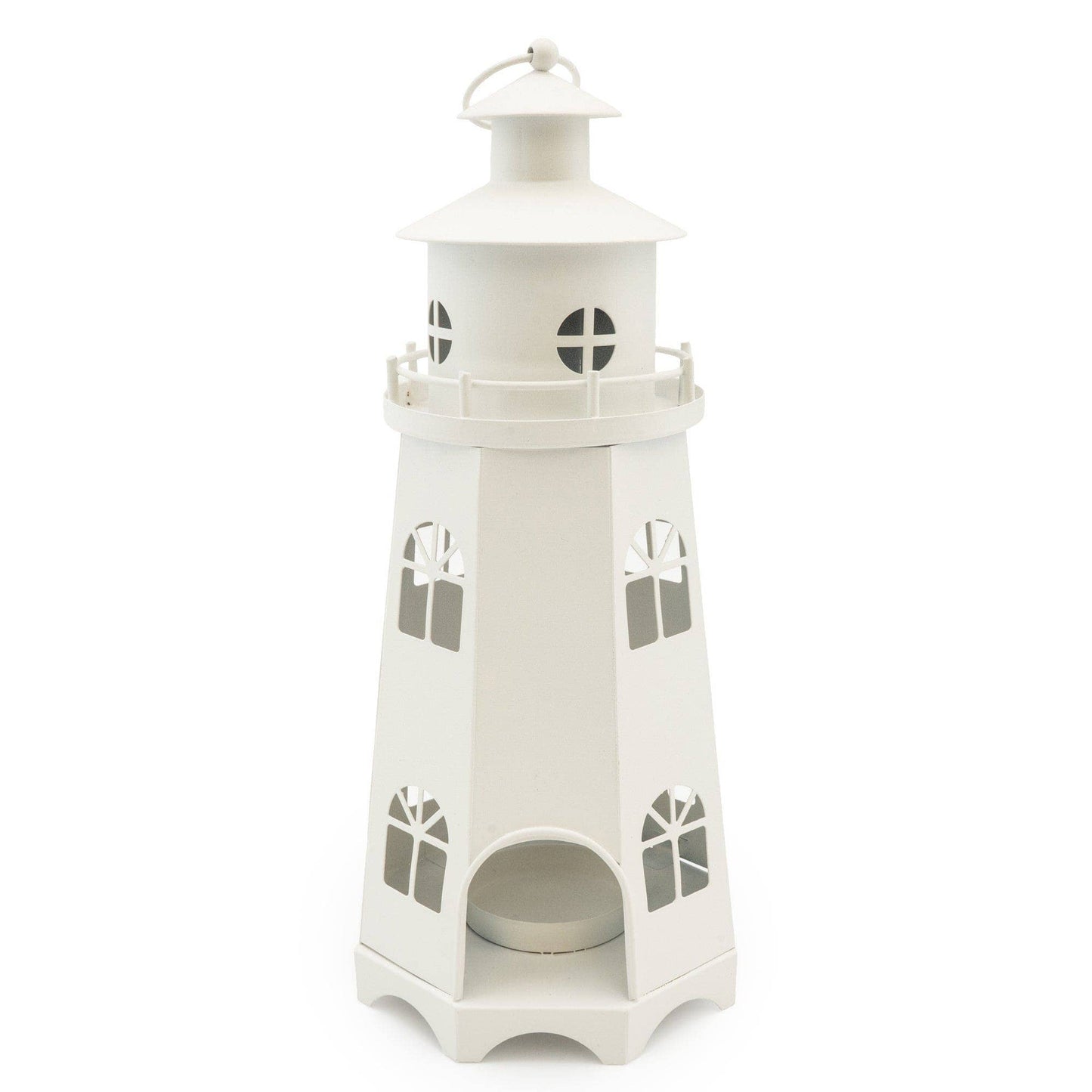 Metal Lighthouse Lantern - Matt White 31.5cm - Bridgnorth Furniture