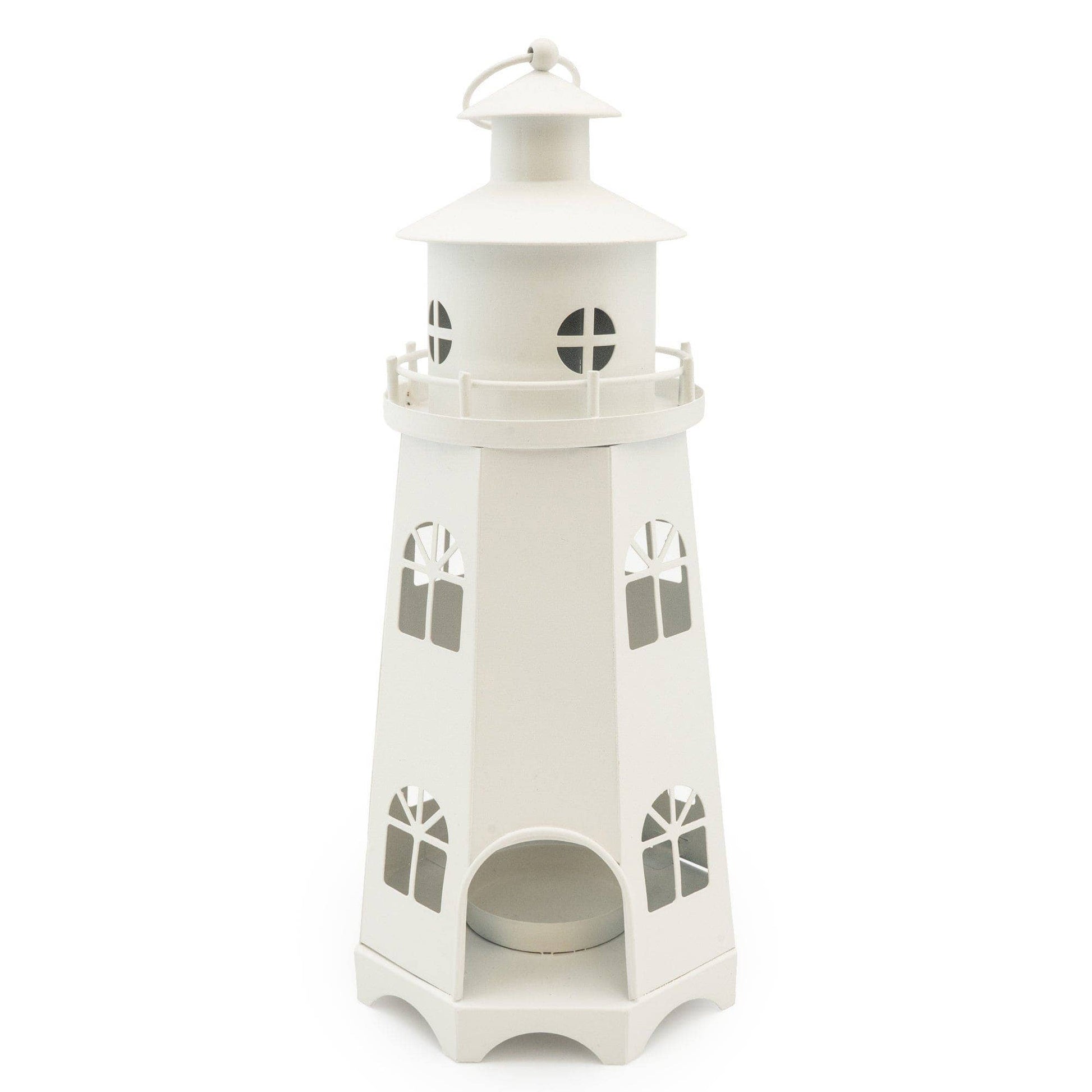 Metal Lighthouse Lantern - Matt White 31.5cm - Bridgnorth Furniture