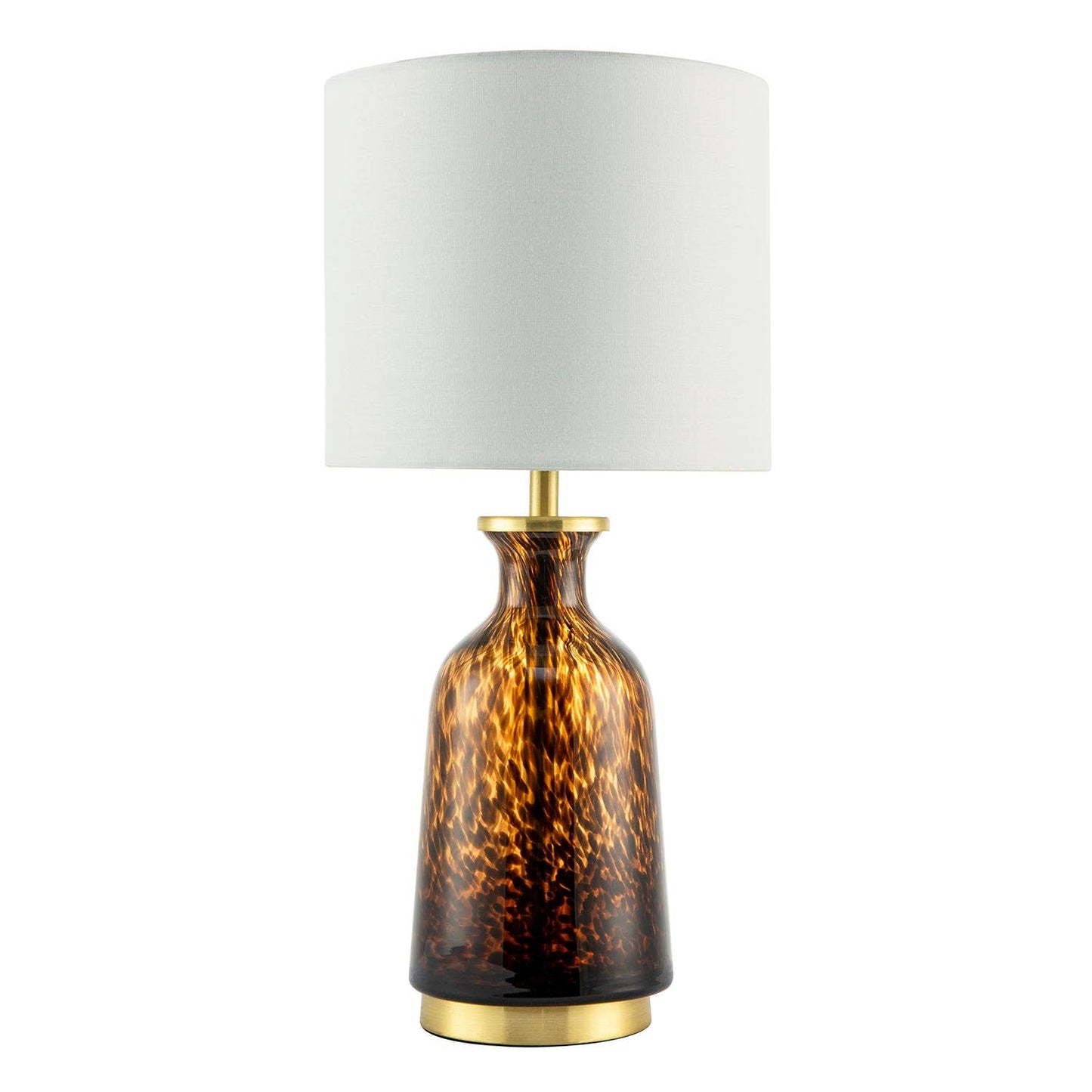 Modern Amber and Black Snowflake Speckle Glass Table Lamp with Shade - Bridgnorth Furniture