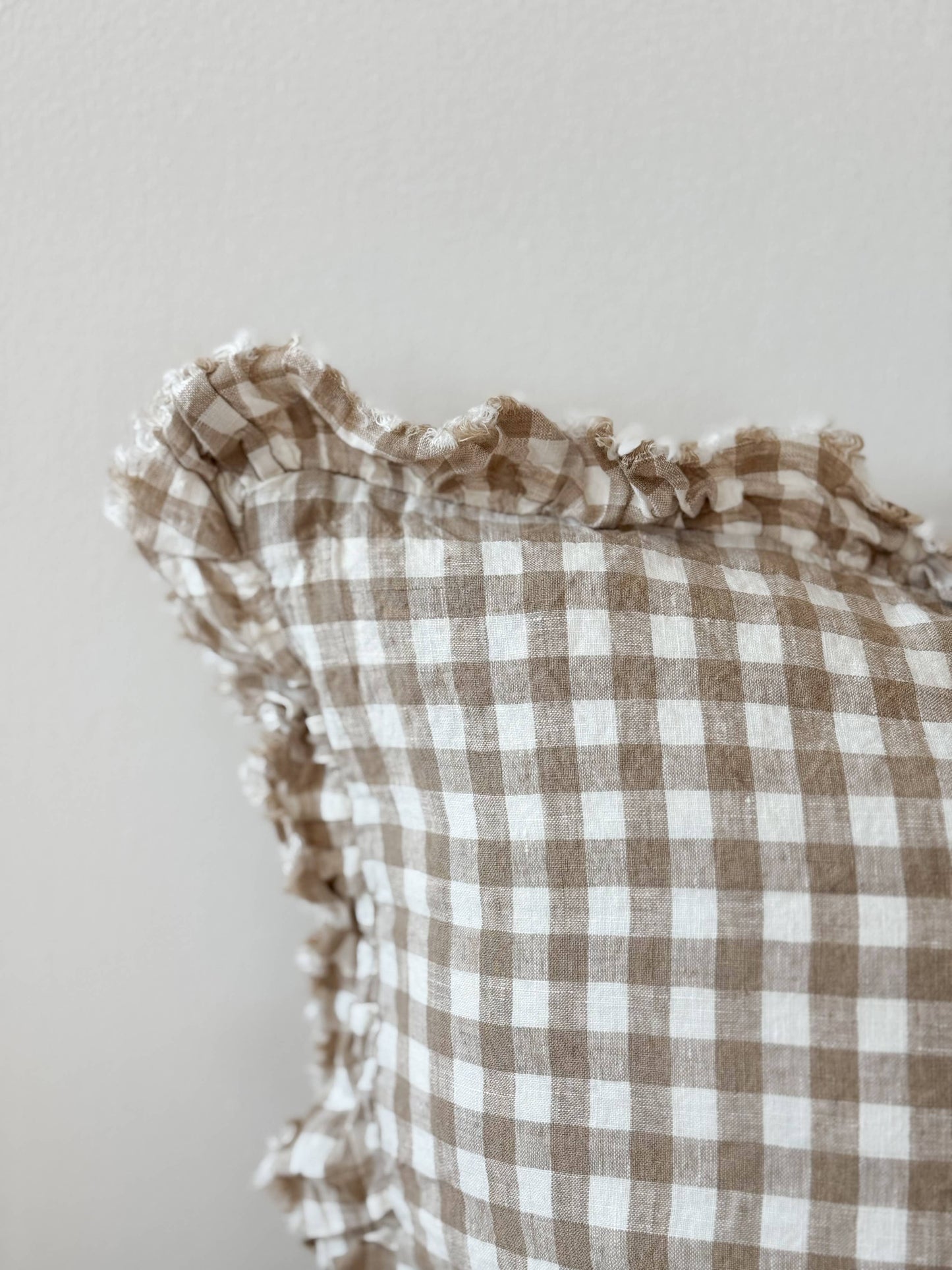 Hallie Light Brown Gingham Cushion Cover, 45x45cm - Bridgnorth Furniture