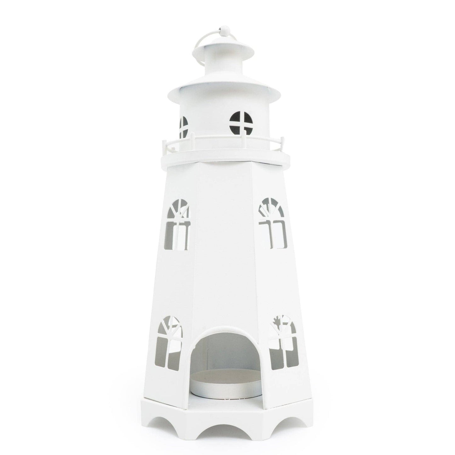 Metal Lighthouse Lantern - Matt White 31.5cm - Bridgnorth Furniture