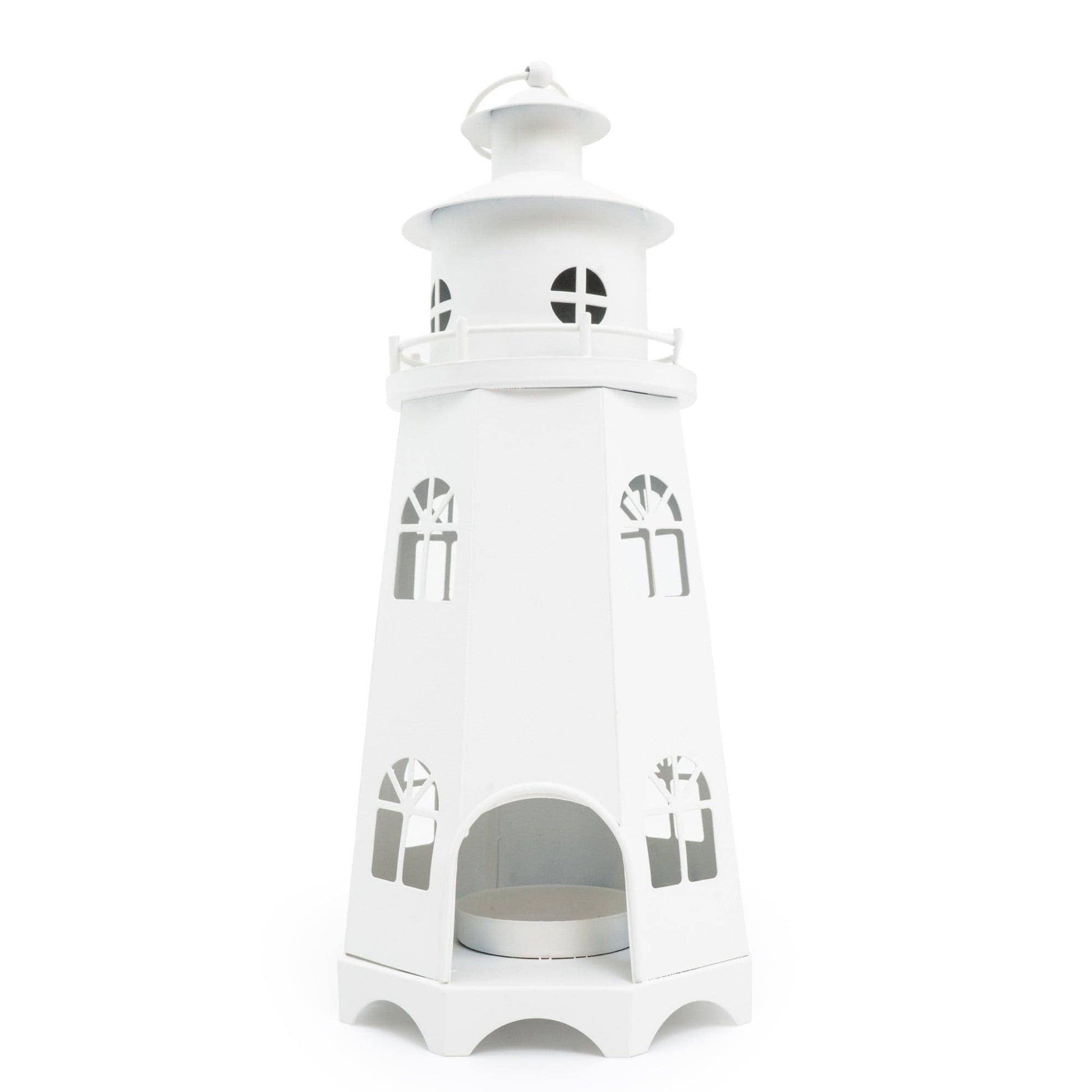 Metal Lighthouse Lantern - Matt White 31.5cm - Bridgnorth Furniture