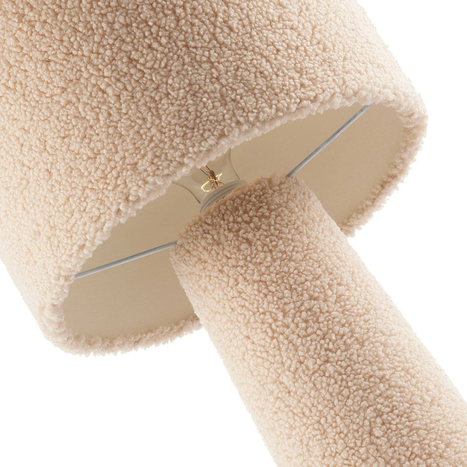 Designer Table Lamp with Cream Wool Base and Shade with Inner Lining - Bridgnorth Furniture