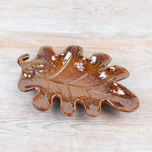 Brown Leaf Trinket Dish, 21.5cm