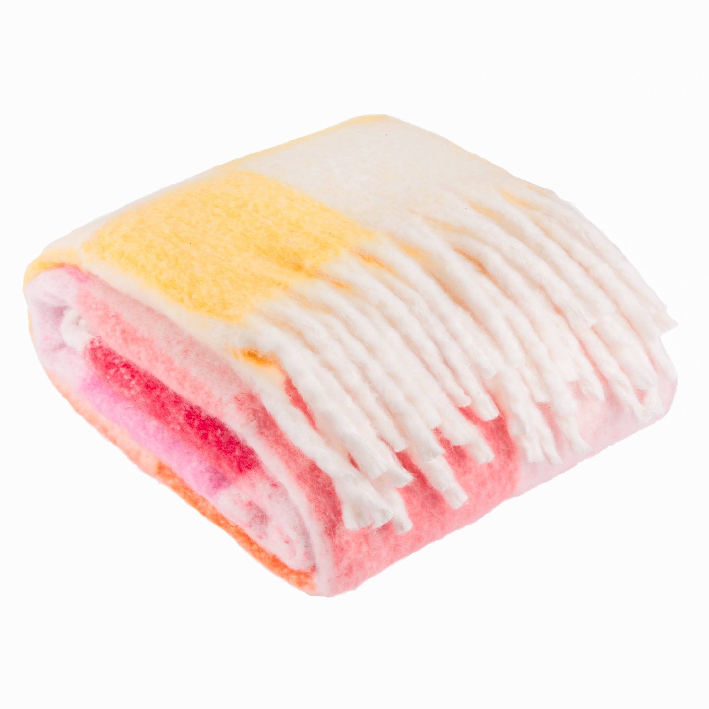 Maisie Checked Tasselled Throw Citrus Blush - Bridgnorth Furniture