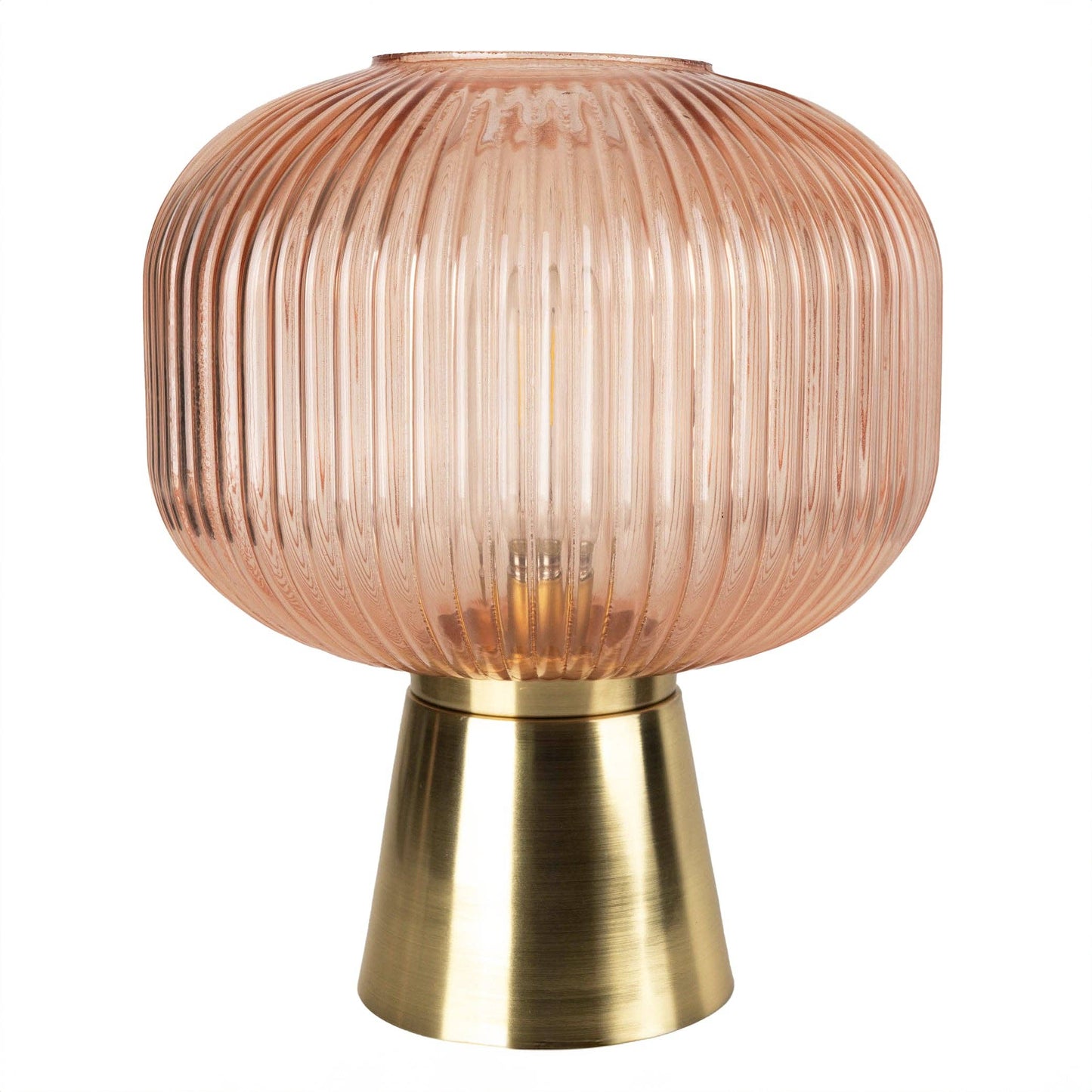 27cm LED Glass Round Ridged Lamp - Bridgnorth Furniture