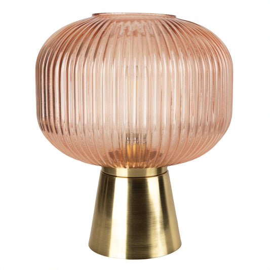 27cm LED Glass Round Ridged Lamp - Bridgnorth Furniture