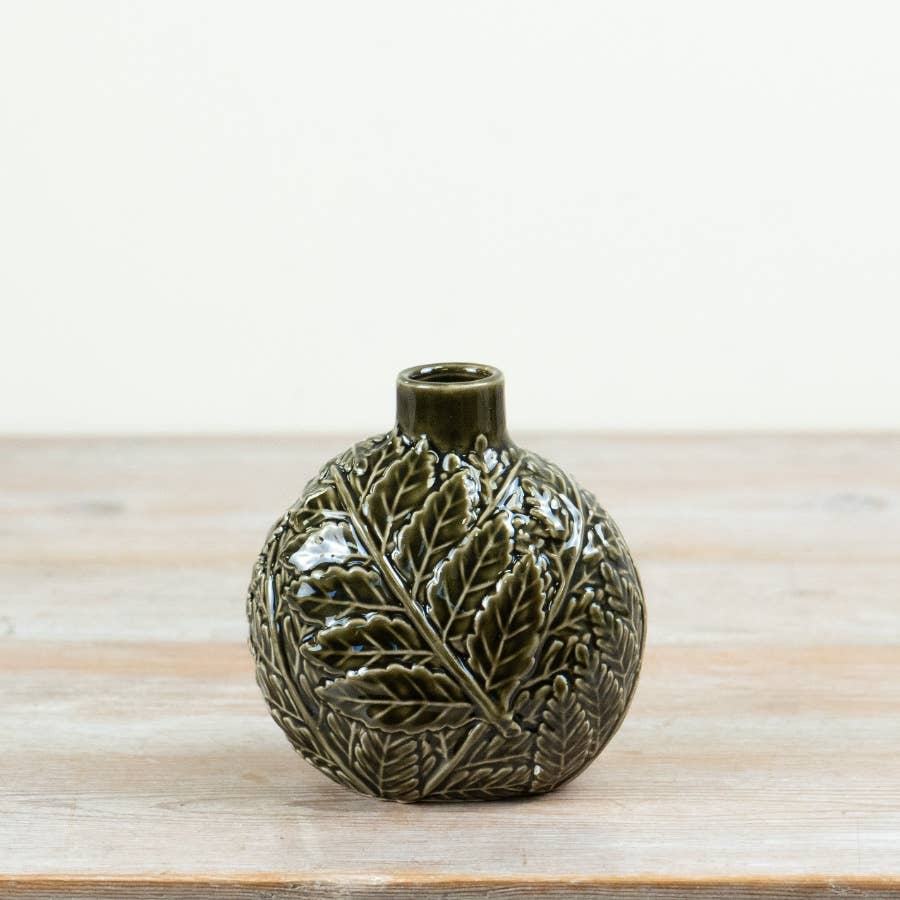 Green Leaf Vase, 12.7cm