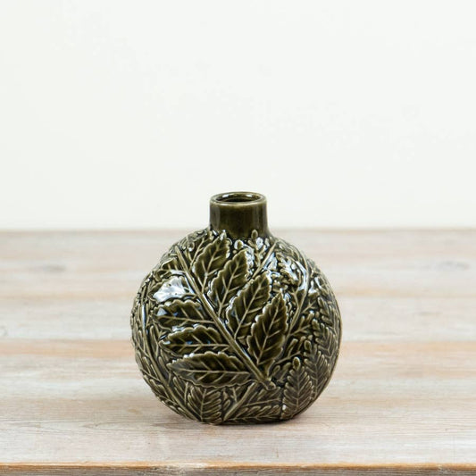 Green Leaf Vase, 12.7cm
